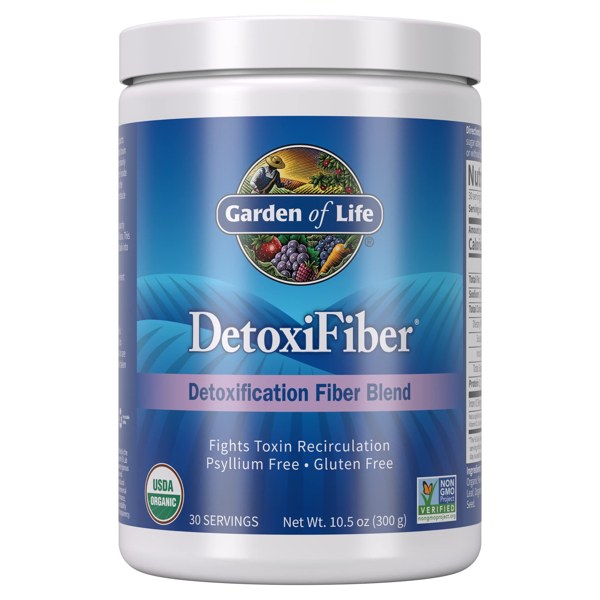 Detox Fiber Supplement - Organic DetoxiFiber, Gluten Free, 300g Powder