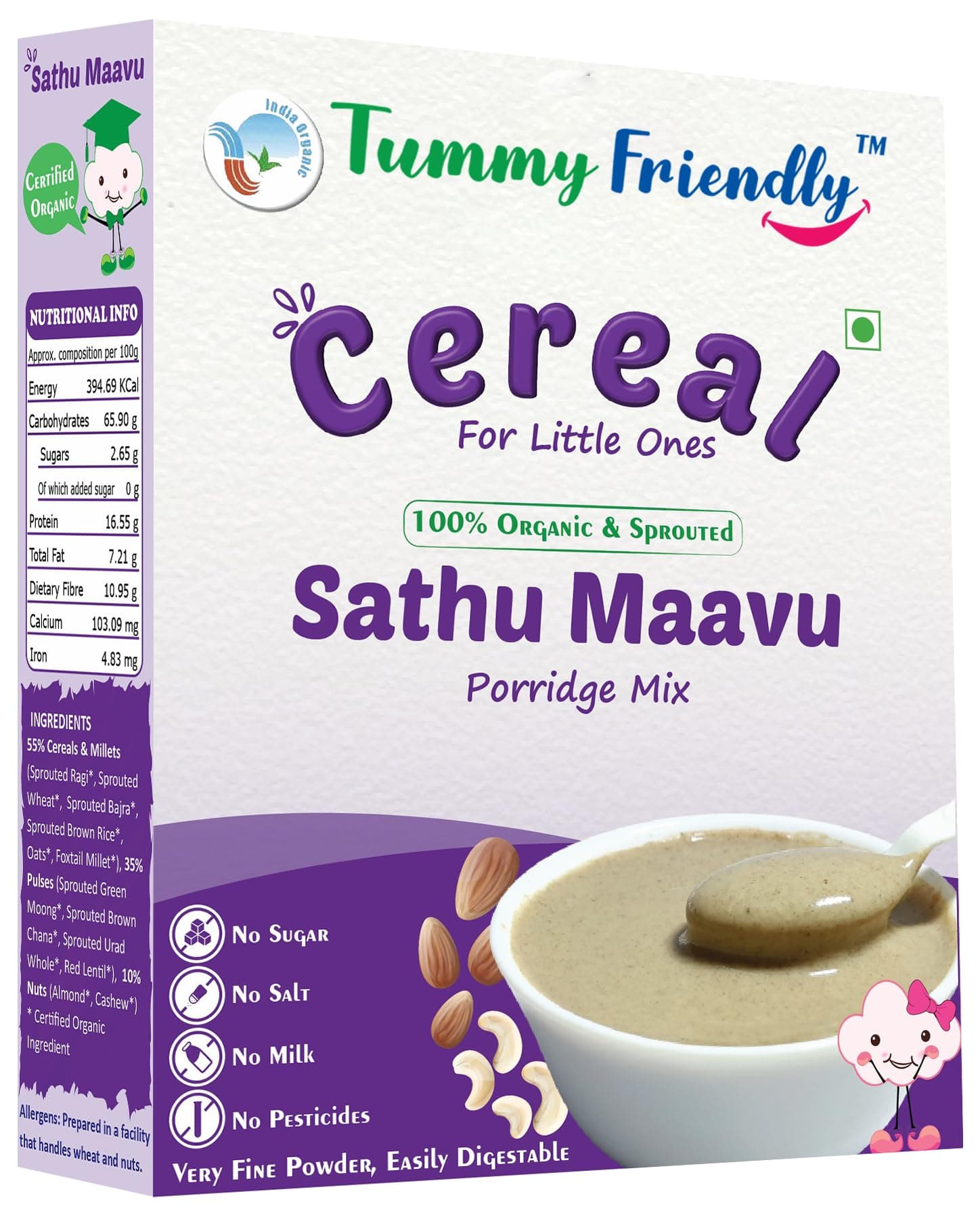 Tummy Friendly Foods Sprouted Sathu Maavu Porridge Mix | Organic Food For kids | MultiGrain Cereal Health Mix | Maximum Possible Nutrition From Real Food | Shelf-life 9 month | 200g