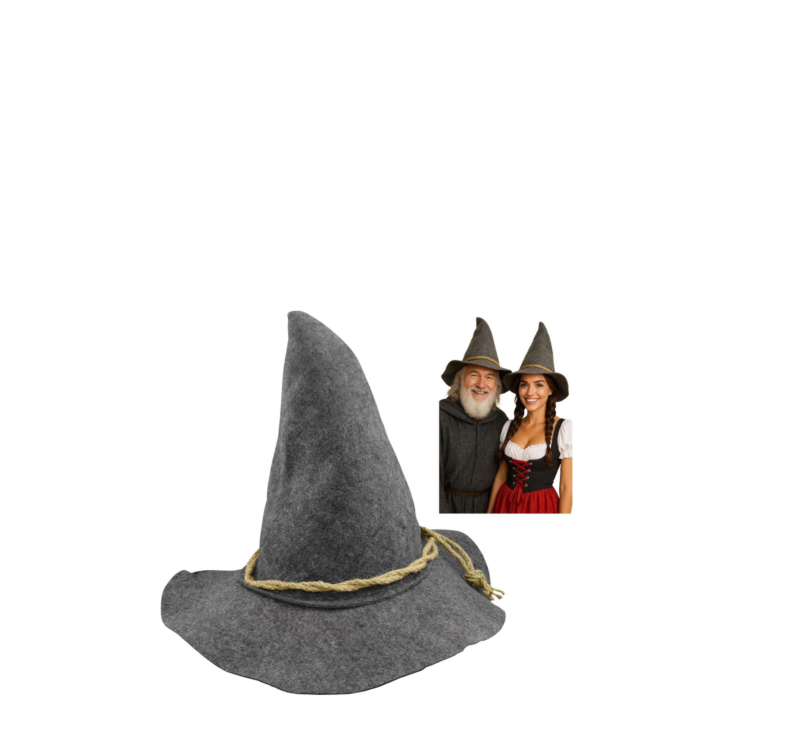 Wizard Felt Hat Witch Sorcerer Hats Adult Costume Scarecrow Accessory for Halloween