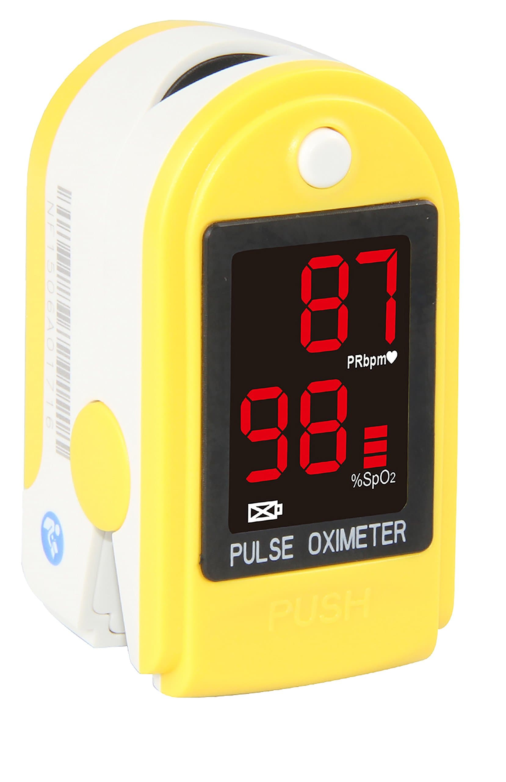 Concord Health SupplyBasics Finger Pulse Oximeter with Carrying Case, Lanyard and Batteries Yellow