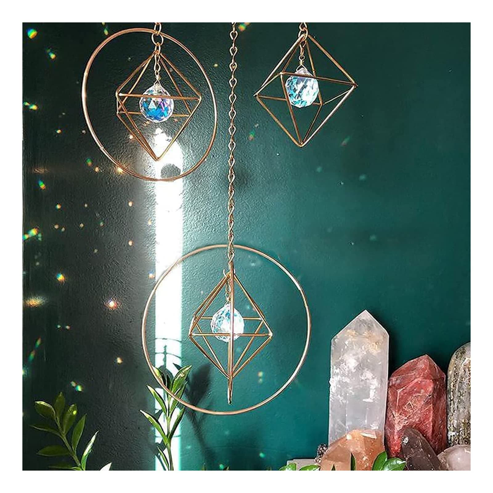 Crystal Suncatcher LOOGOOL Sun Catchers Cage Window Hanging Rainbow Maker Home Decor Gift, Boho Love Wall Decoration Set of 3, Suncatcer