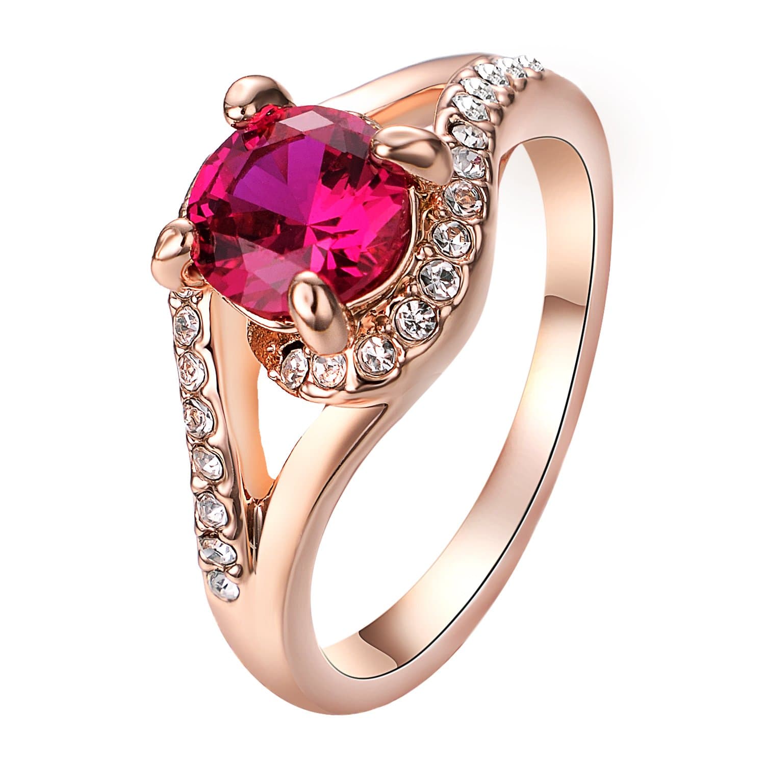 Yoursfs Pink Topaz Ring Dainty Funky Pink Yellow Gold Plated Ring For Women