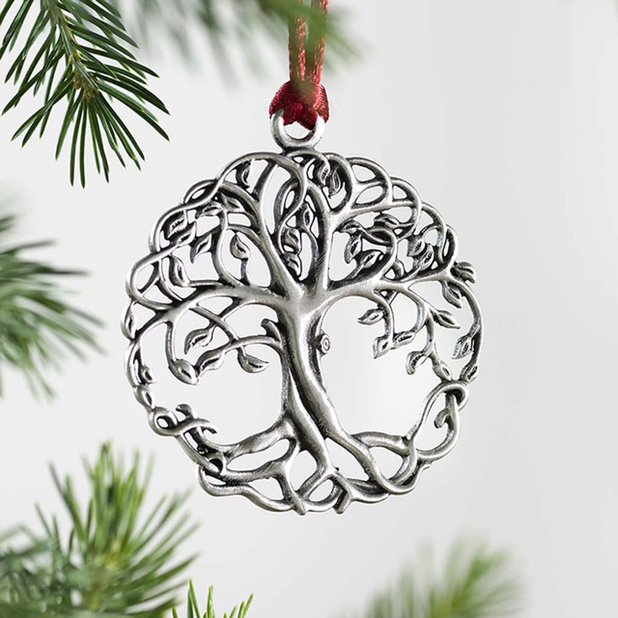 Solid Pewter Christmas Tree Ornament Hanging Decoration Christmas Tree Decorations Unique Gifts for Home Party Xmas Tree Décor (Tree of Life)