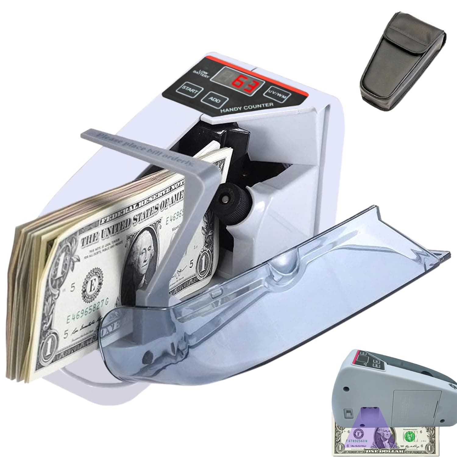 Money Counter Portable Money Counter Mini Bill Cash Counting Machine Handy Suitable for Multi-Currency Handy Banknote Counter