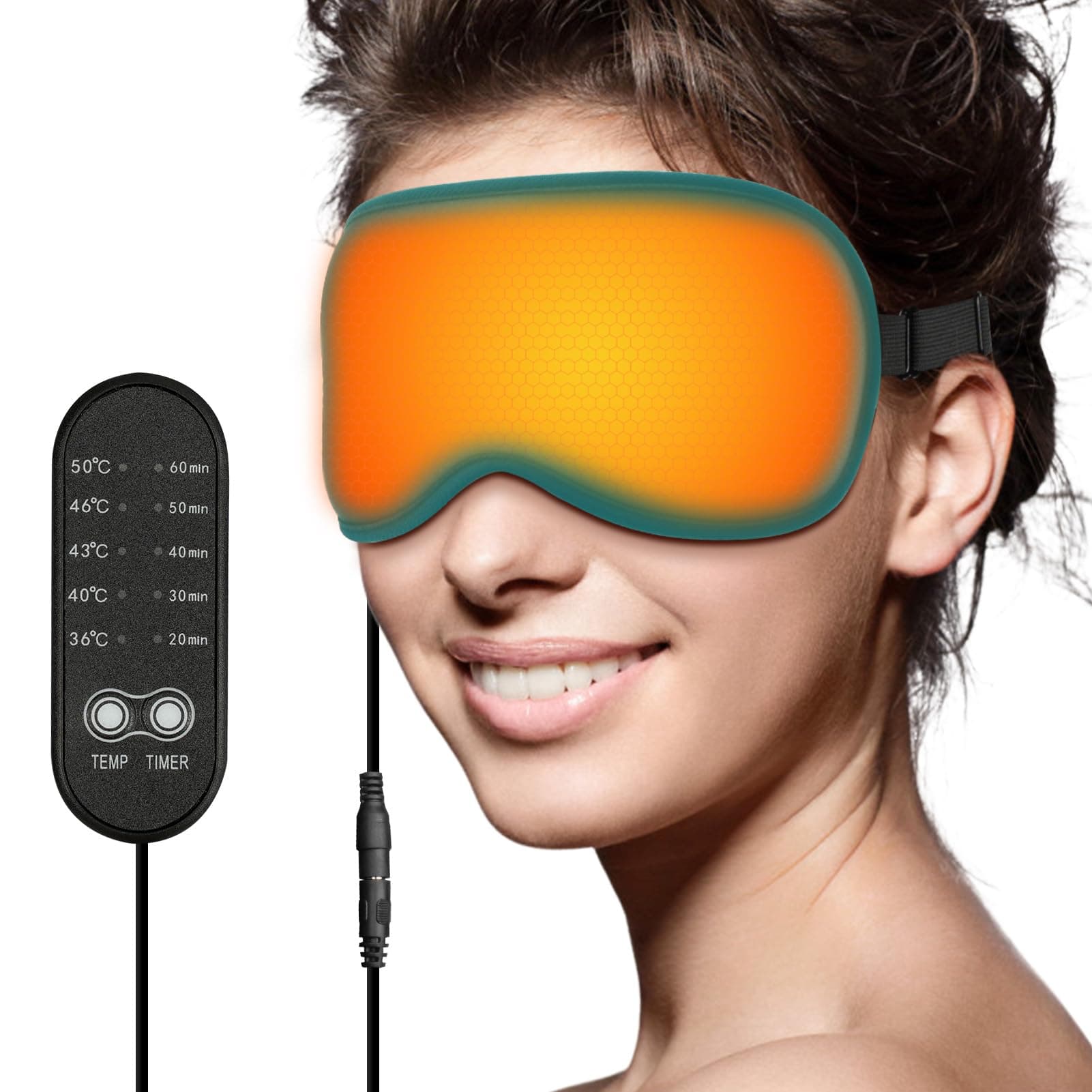 Sleep Mask, Eye Compress Heat Eye Mask Warm Eyes Compress Mask Soft Pressure Free Shade Blindfold Electric Heating Pad for Massager Birthday Gifts for Women Man, Dark Green