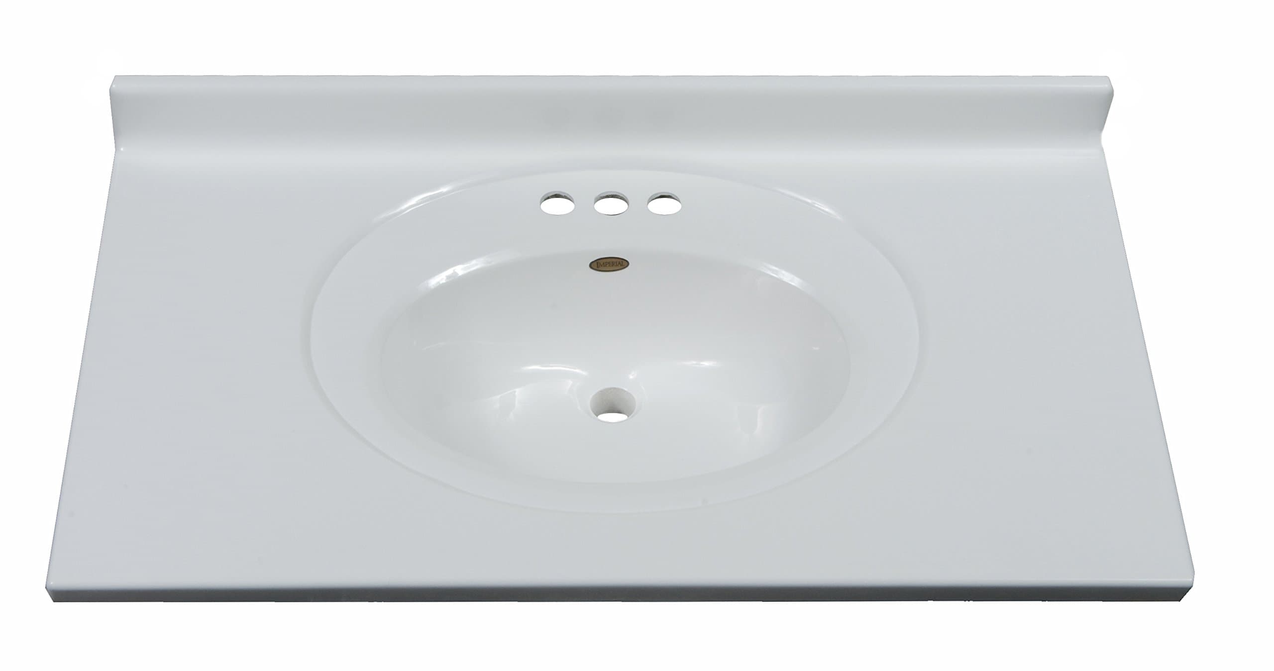 Imperial FRC3722SPW Bathroom Vanity Top with Recessed Center Oval Bowl, Solid White Gloss Finish, 37-Inch Wide by 22-Inch Deep