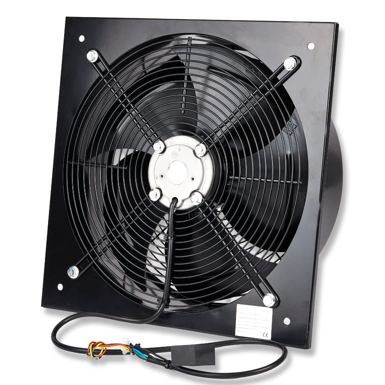 Industrial Extractor Axial Exhaust Ventilation Commercial Air Blower Fan 350mm / 14" (4 Pole) 4650m3/h [Energy Class A++] Black (Heavy Duty Metal Without Speed Control Regulator)