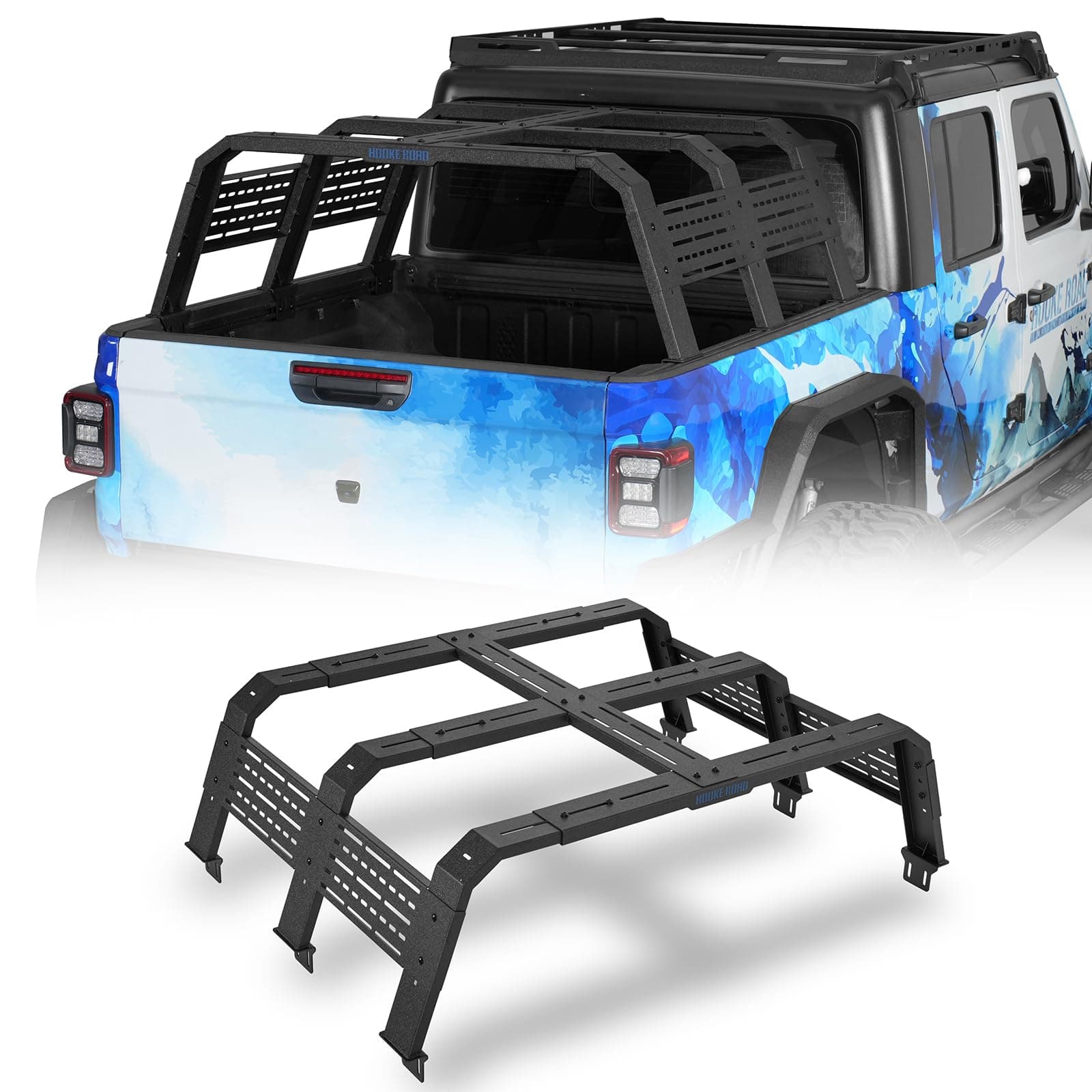 Overland Truck Bed Rack for Toyota Tacoma 5' Bed, Jeep Gladiator JT, Chevy Colorado, GMC Canyon, Ford Ranger - 19" High 50" Length for Mid-Size Trucks