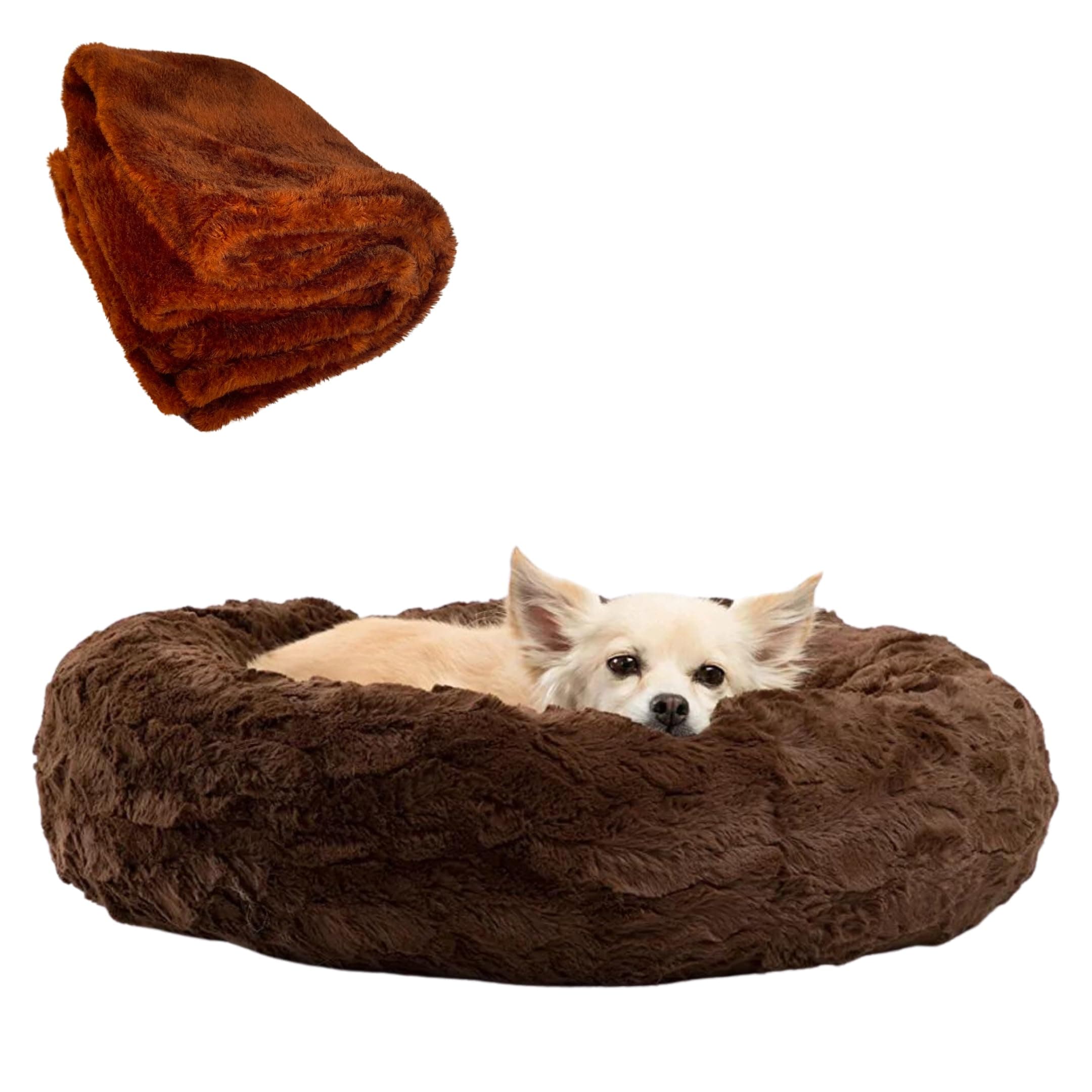 DRILLY Orthopaedic Washable Dog/cat Fur Bed with Fur Blanket for Small | Medium | Large | Extra Large | XXL | XXXL | 4XL Size Dogs | Cats | Puppy | pet | Rabbit | Persian cat | Indoor cat