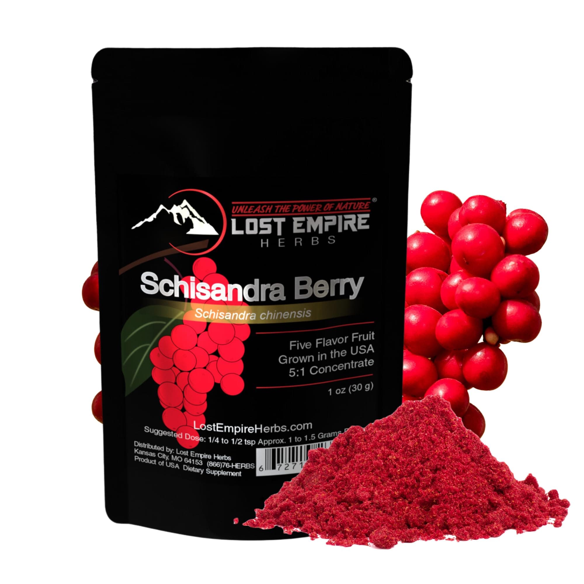 Lost Empire Herbs Schisandra Berry Organic Freeze Dried 5:1 Concentrate (Wu Wei Zi) - Grown in USA (30 Grams)