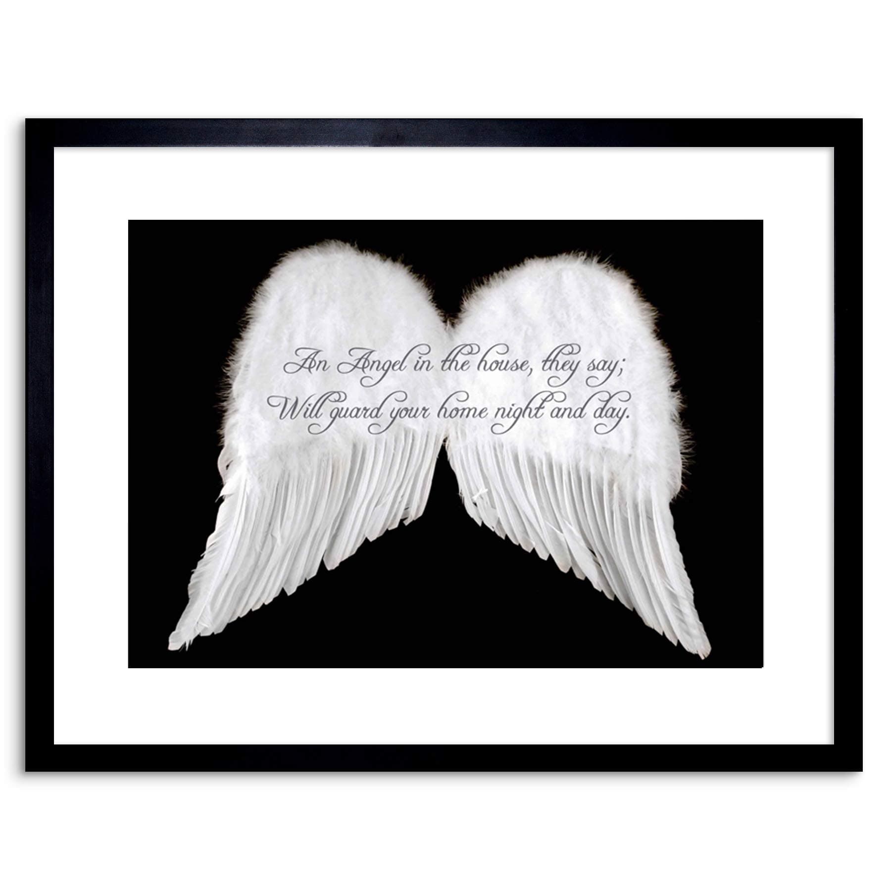 Wee Blue Coo Quote An Angel In The House Wings Motivation Framed Wall Art Print