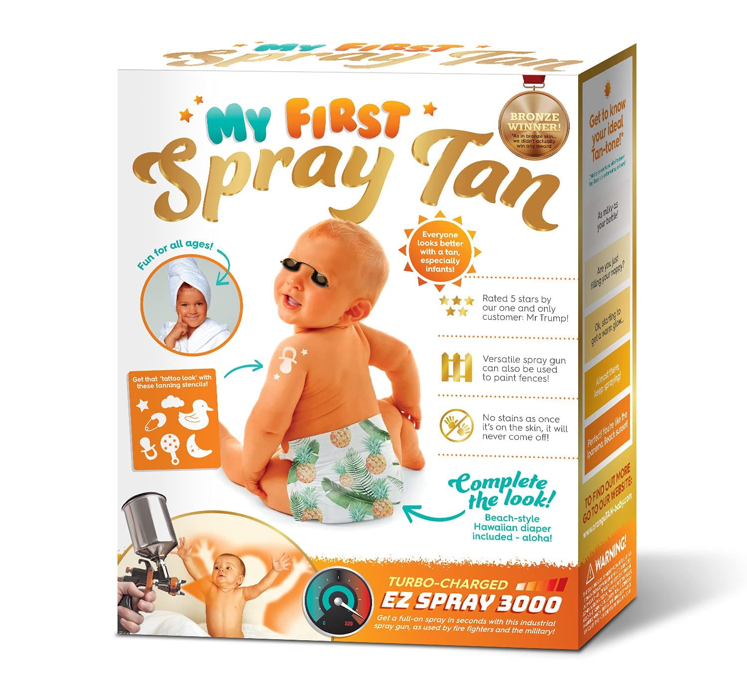My First Spray Tan Prank Gift Box - Funny Gift For New Parents or White Elephant Gift