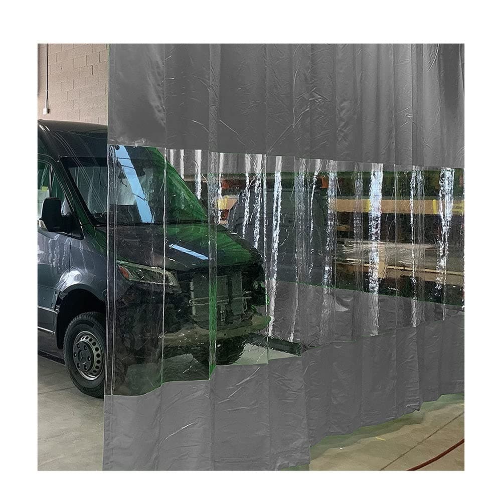 Household Doors - Garage Divider Curtains, Industrial Vinyl Outdoor Curtains with Clear Tarp Panels, Manage Your Garage Space | Divide Work Areas Quickly, Customized (Color : Gray Side, Size : 13x9.