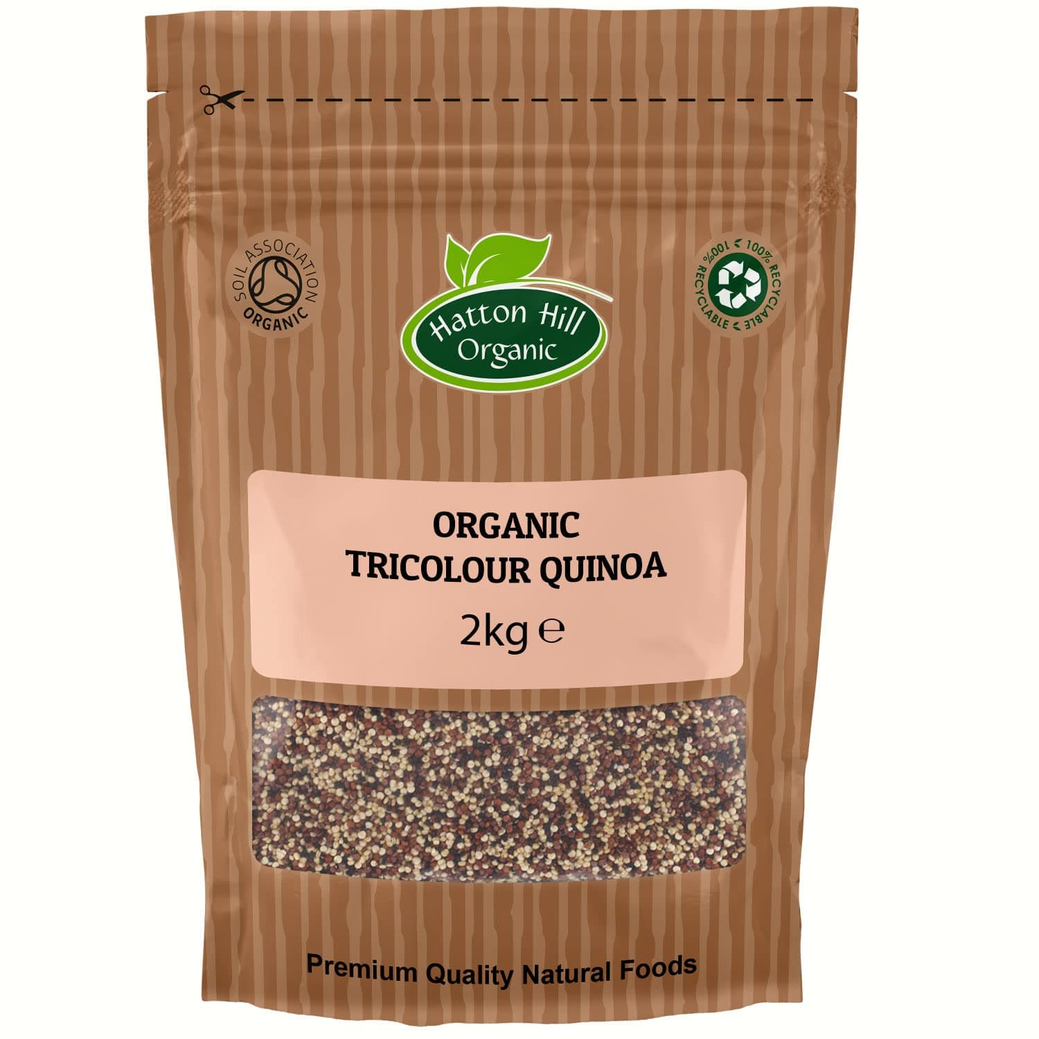 Organic Tricolour Quinoa 2kg (Black, Red & White) by Hatton Hill Organic - Certified Organic