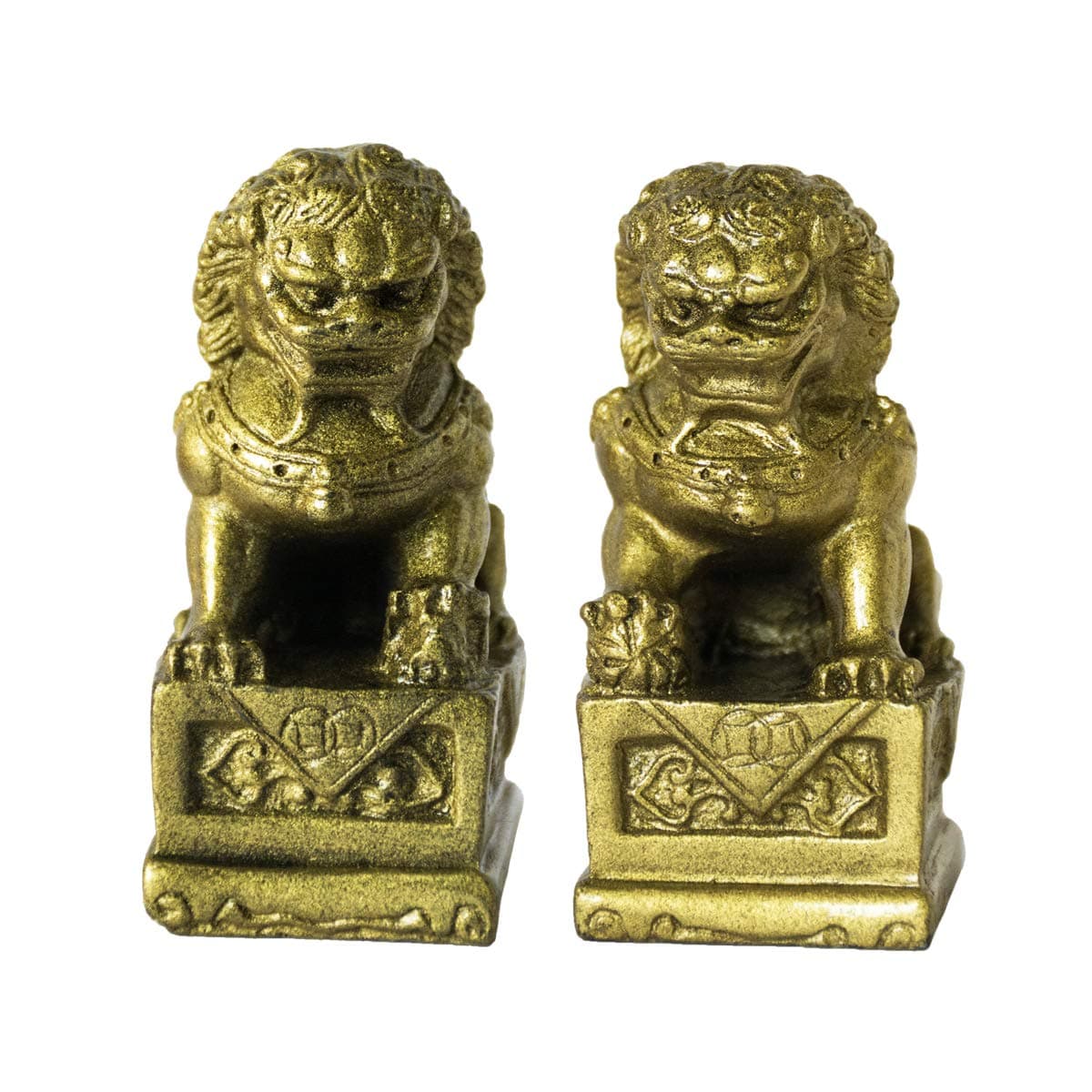 Pair of Chinese Beijing Foo Dogs Statues Guardian Lion Statues Energy Feng Shui Products Decorations for The Home Gifts (Bronze)