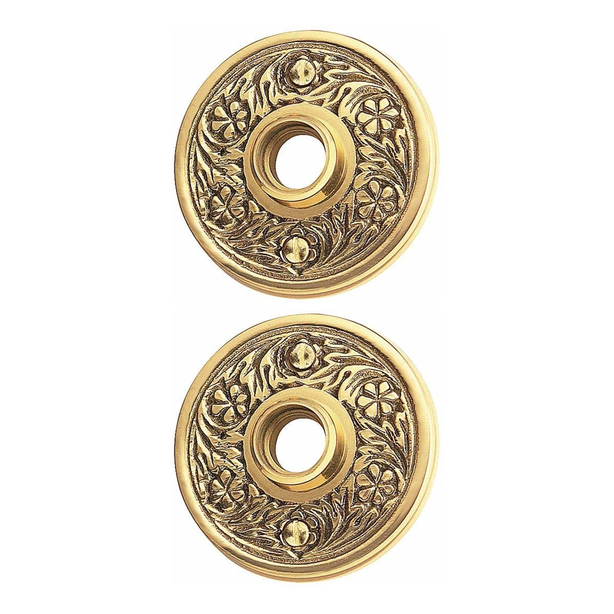 Renovators Supply Manufacturing Door Knob Rosette Pair 2.38 in. Antique Brass Decorative Door Knob Rosette