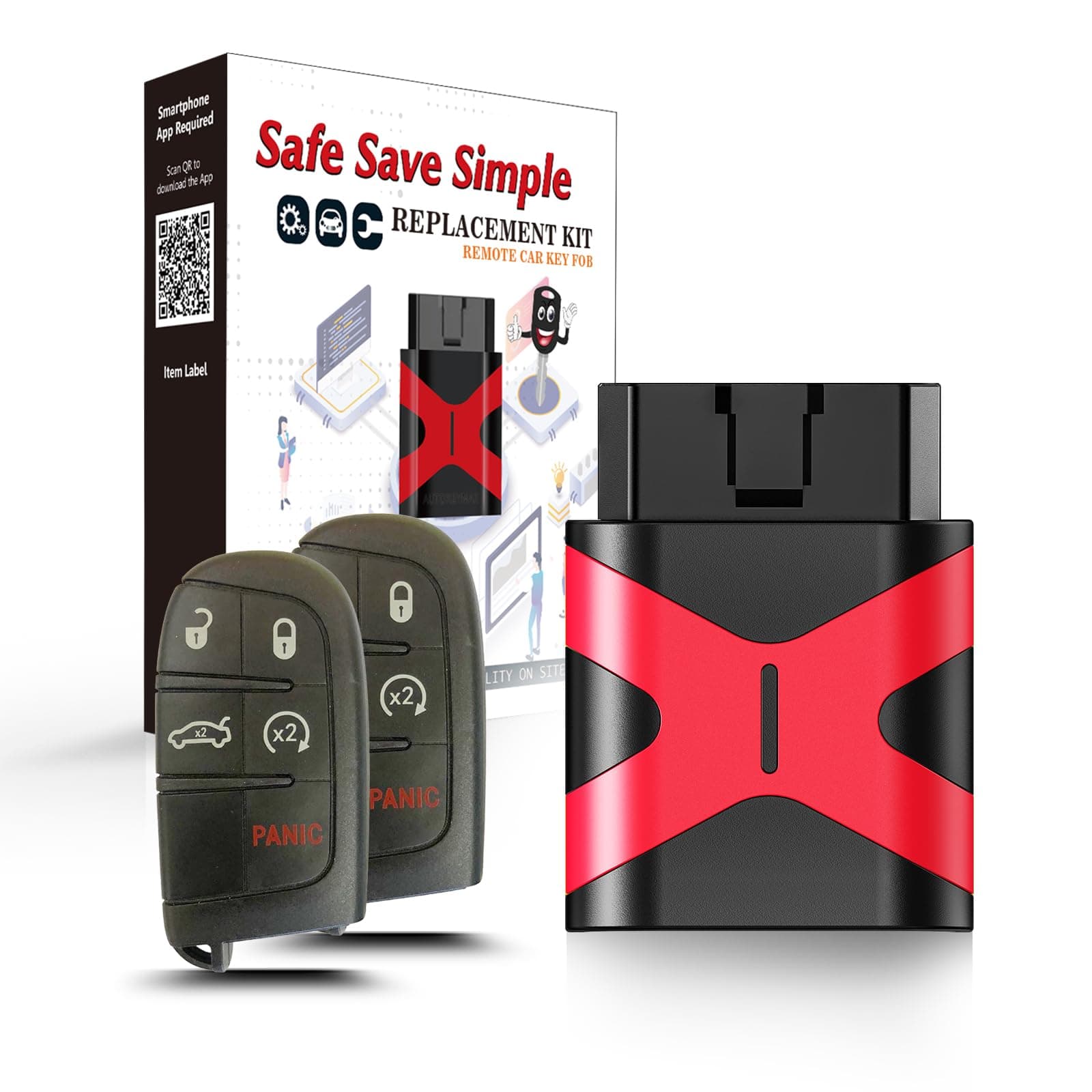 2 Programmable Key fob Scanner Tool, Easy DIY Programmer Kit Replacement for Smart Keyless Entry Remote Dodge Dart Charger Challenger M3N-40821302