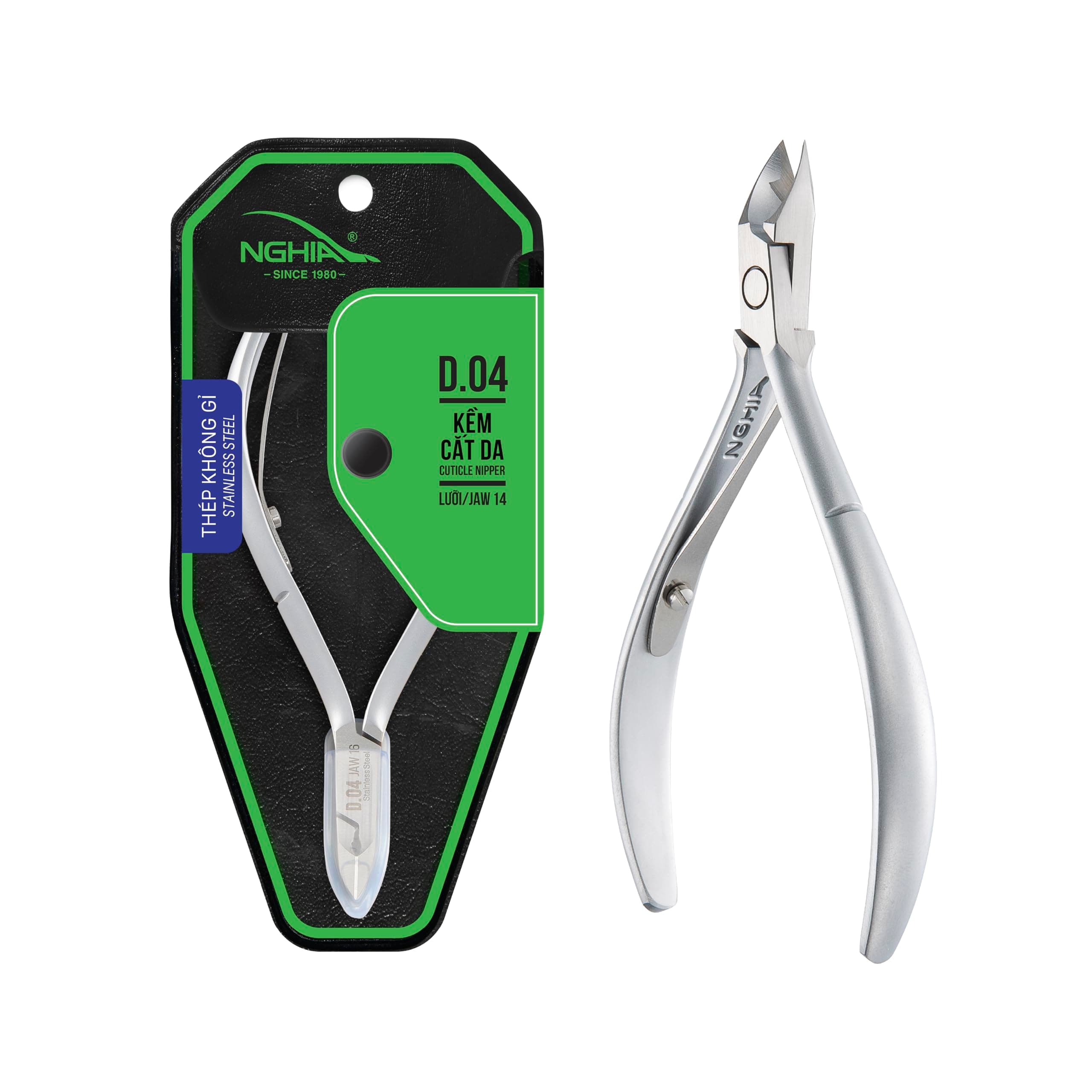 Nghia Cuticle Nipper - D-04 JAW 14 | Stainless Steel | Durable and Sharp | Ergonomic Design | Grey Plated | Ideal for Salons and Home Use