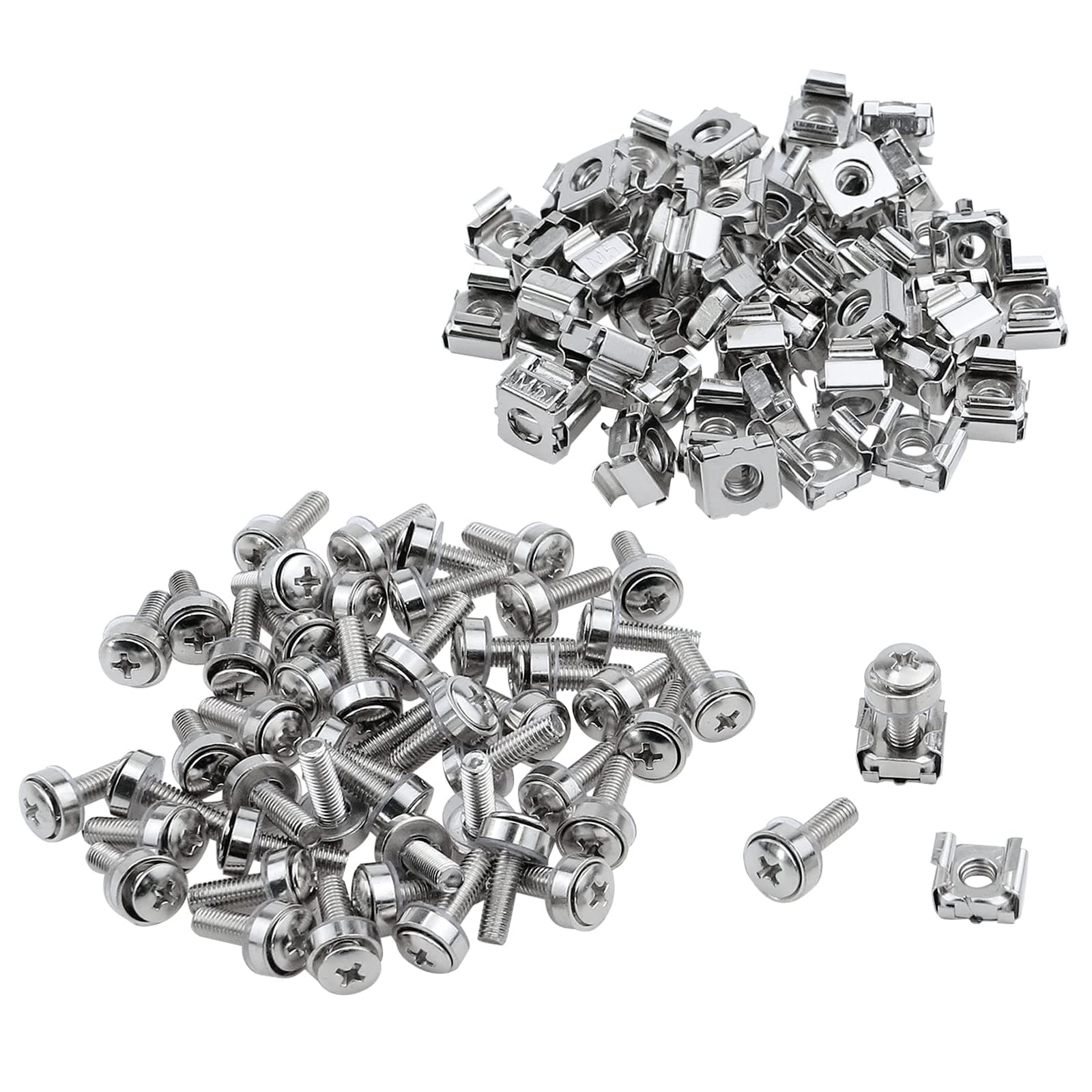 M5 Screws-M5 x 20mm Screw+Washer+Cage Nut, Server Cabinet Rack Mounting Fixing Screws 50 Sets