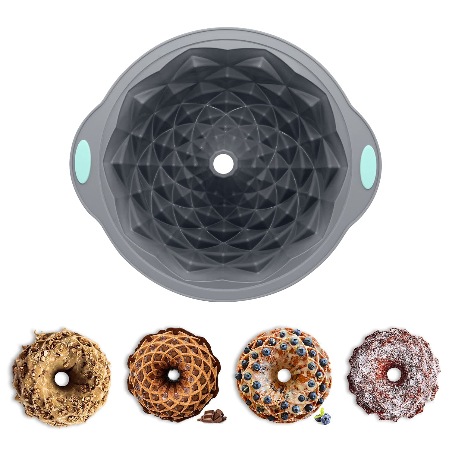 Bunte Cake Pan, Non-Stick 10-Inch Food Grade Silicone Cake Mold, Silicone Baking Pan with Metal Reinforced Frame More Strength