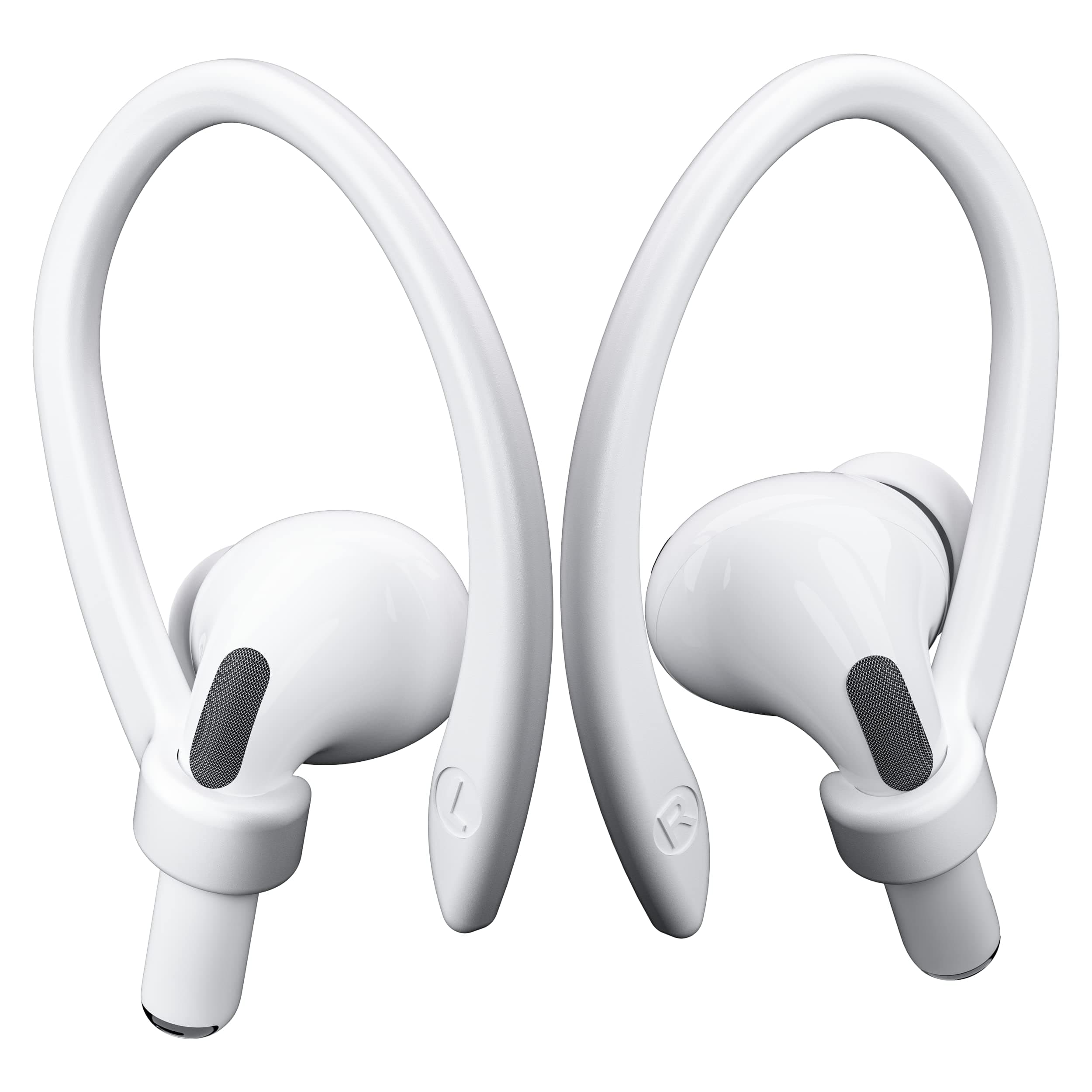 AirPods Ear Hooks for AirPods Pro, Pro 2, 4, 3, 2, 1 - Upgraded Anti Slip Sports Clip Hooks - White