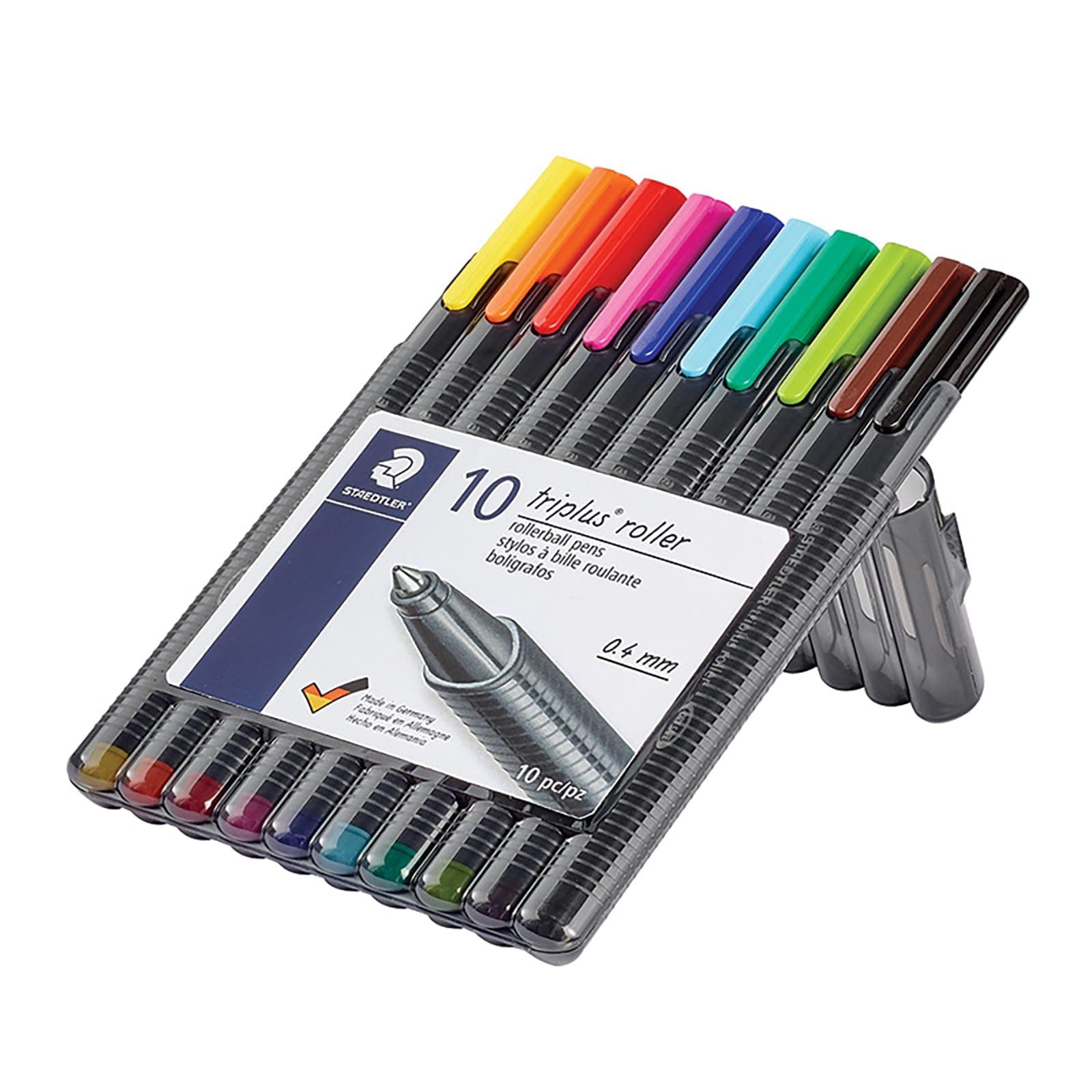 Triplus Roller 403 SB10 Triangular Rollerball Desktop Box - Assorted Colours (Pack of 10)