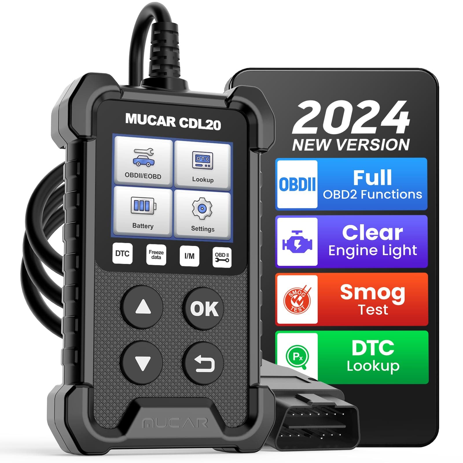 U MUCARCDL20 OBD2 Scanner Diagnostic Tool,Check Engine Light & Emissions,DTC Code Reader,Smog Check,Scanner for Car Since 1996,Code Reader for Cars Owner