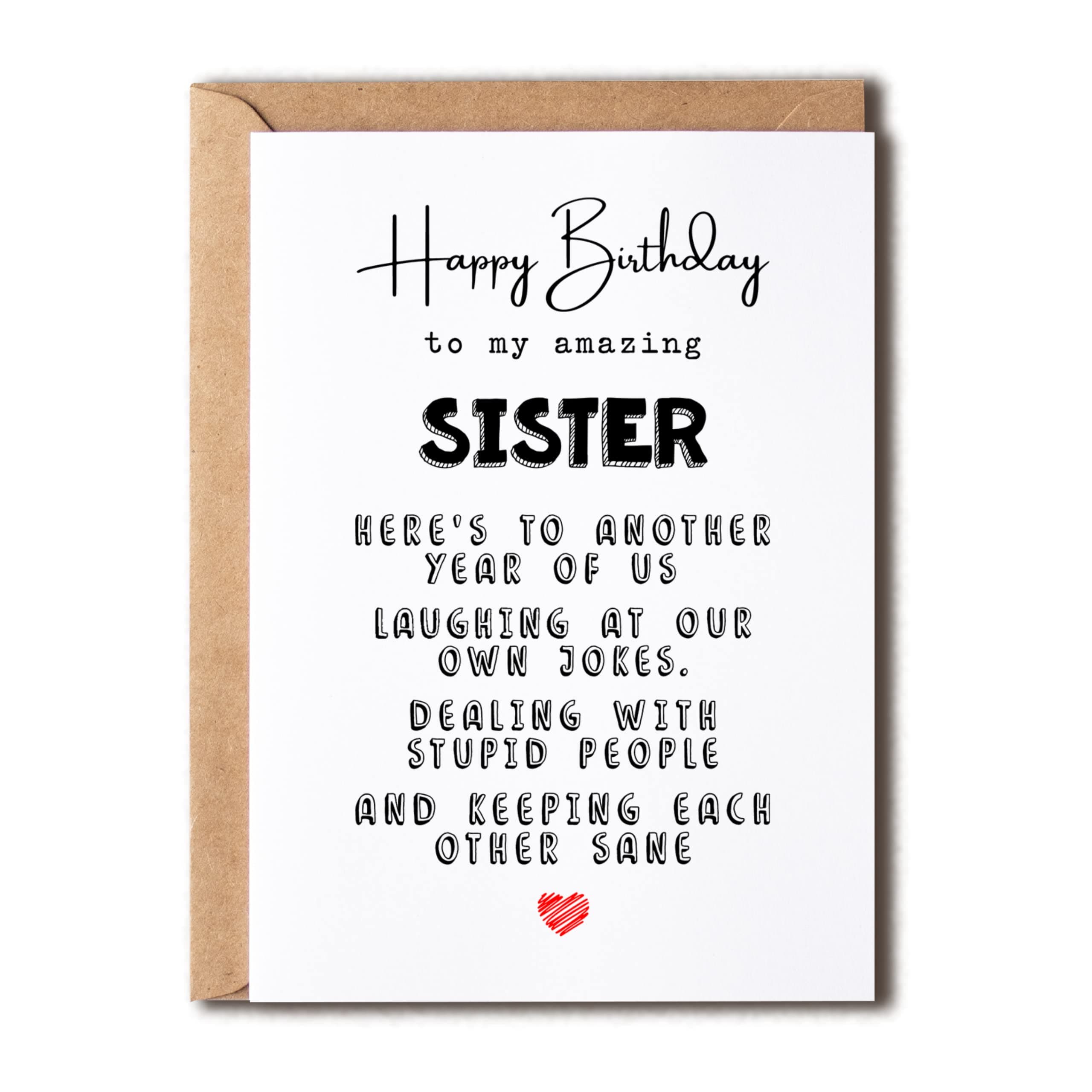 KrysDesigns Birthday Card Sister - Greeting Card - For Sister - Happy Birthday To My Amazing Sister - Funny Card For Sister - Quote Queen Cards, 5 x 7 inches