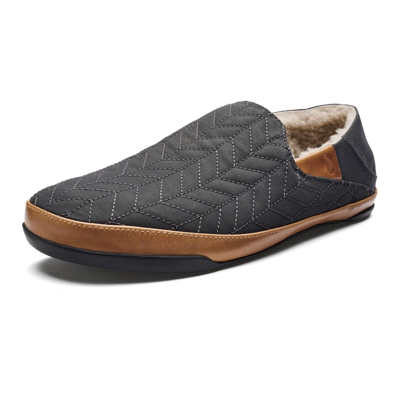 OLUKAIHanohano Men's Slipper, Weather Resistant Waxed Canvas, Rubber Grip Soles for Inside & Outside Wear, Durable & Comfortable Slip-On