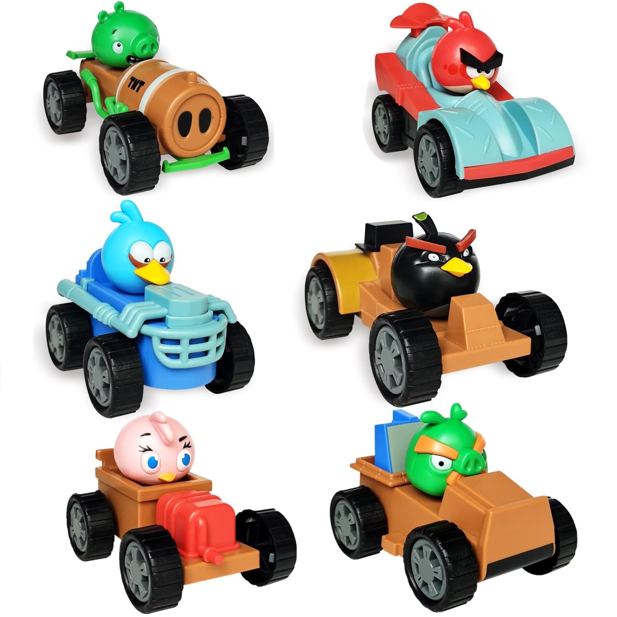 Newly Licensed Angry Birds Go Toy Collectible Kart Racer Car (Set of 6) Figures Flock Pack Playsets Sets Pig City Strike 2 Takedown Space Planet Movie Kids Game Boys Girls Red Bomb Gift Box
