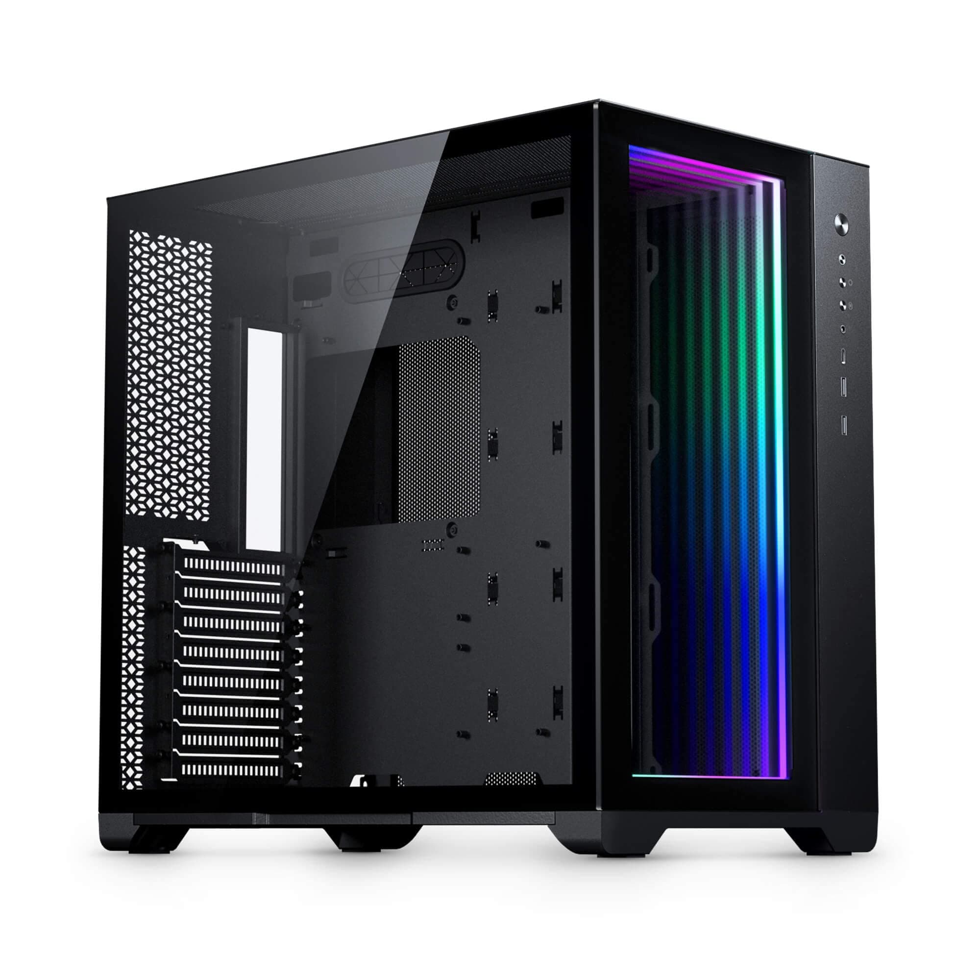 – MagniumGear (MG-NE620QI_DBK02) NEO Qube 2 IM, Dual Chamber ATX Mid-Tower, Digital-RGB Infinity Mirror Front Panel, Front I/O USB Type C, Tempered Glass Panels, Black