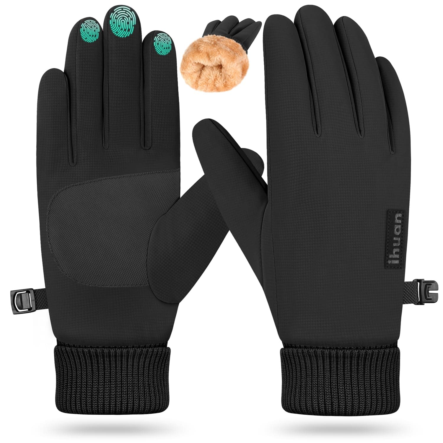 ihuan Winter Waterproof Gloves Cold Weather - Snow Ski Windproof for Men Women, Warm Touchscreen Thermal for Running Cycling