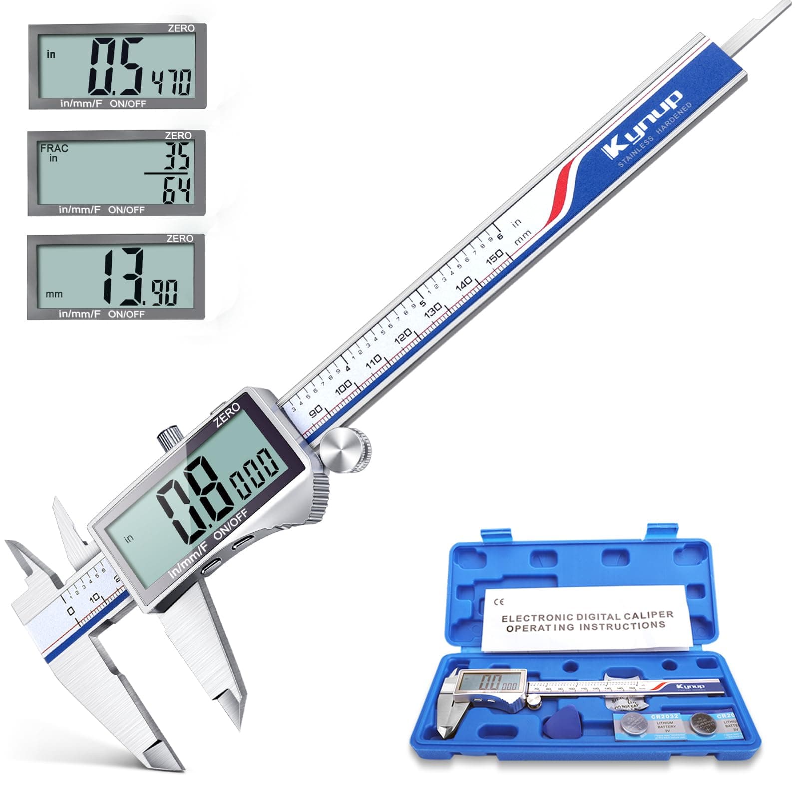 Kynup Digital Caliper, Caliper Measuring Tool with Large LCD Screen, Micromet...