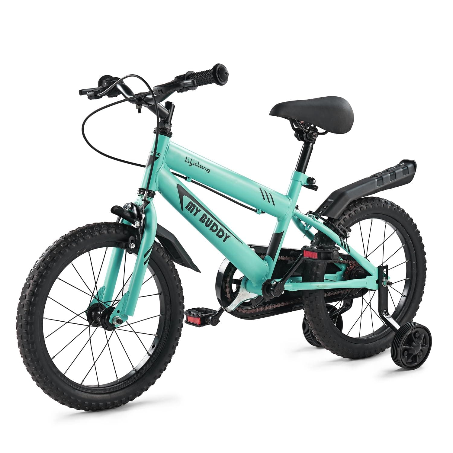 Lifelong 16T Cycle for Kids 4 to 8 Years - Bike for Boys and Girls - 95% Pre-Assembled Frame Size: 12" - Suitable for Children 3 Feet 8 Inch+ Height - Unisex Cycle (MyBuddy, Green),Rigid