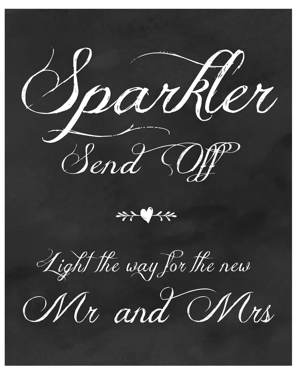 Sparkler Send Off Sign for Wedding, Chalkboard Look Sign on Thick Cardstock, Sparkler Exit Signs For Reception