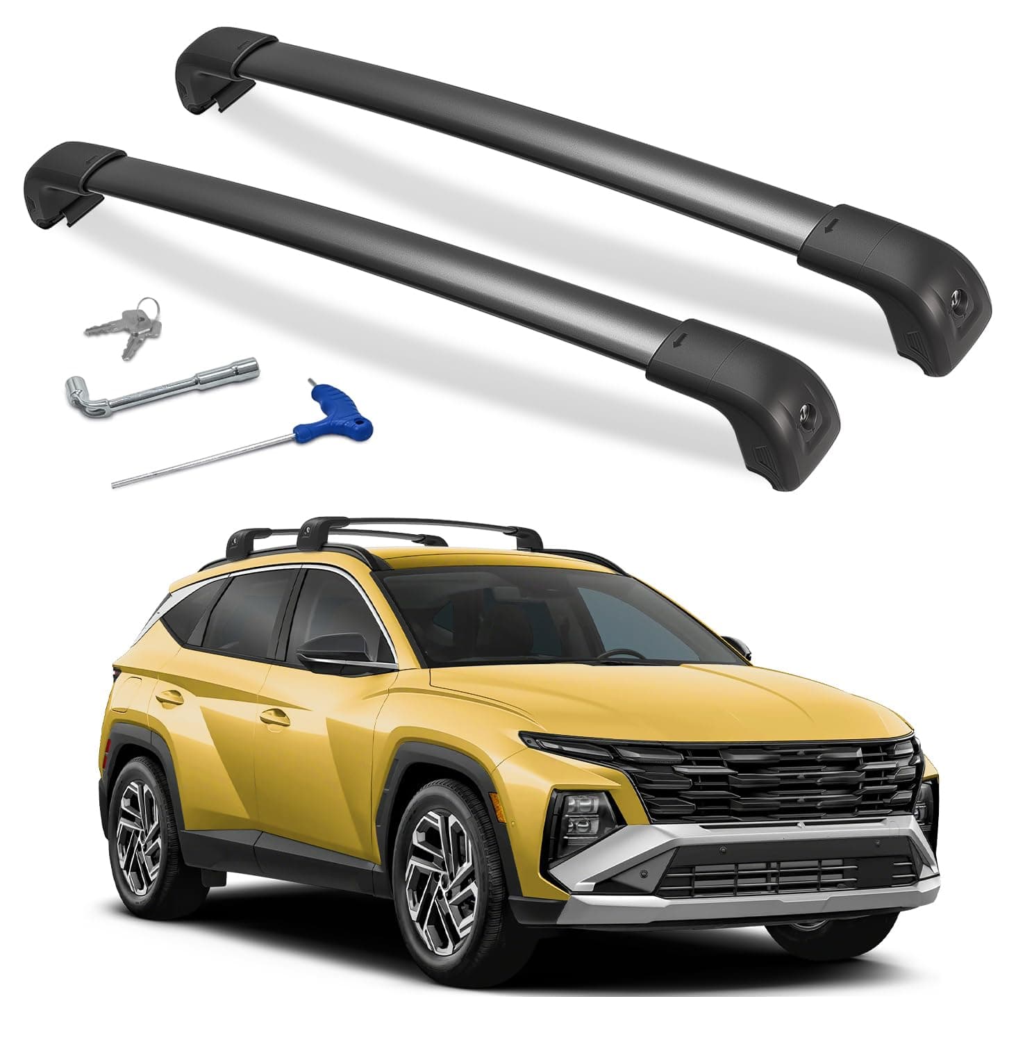 Soruci 300lbs Roof Rack Cross Bars Compatible with Hyundai Tucson 2016-2026 SE SEL N Line Limited NX4 with Lock Aluminum Anti-Rust Cross Bar for Rooftop Cargo Luggage Kayak Canoe Bike Snowboard