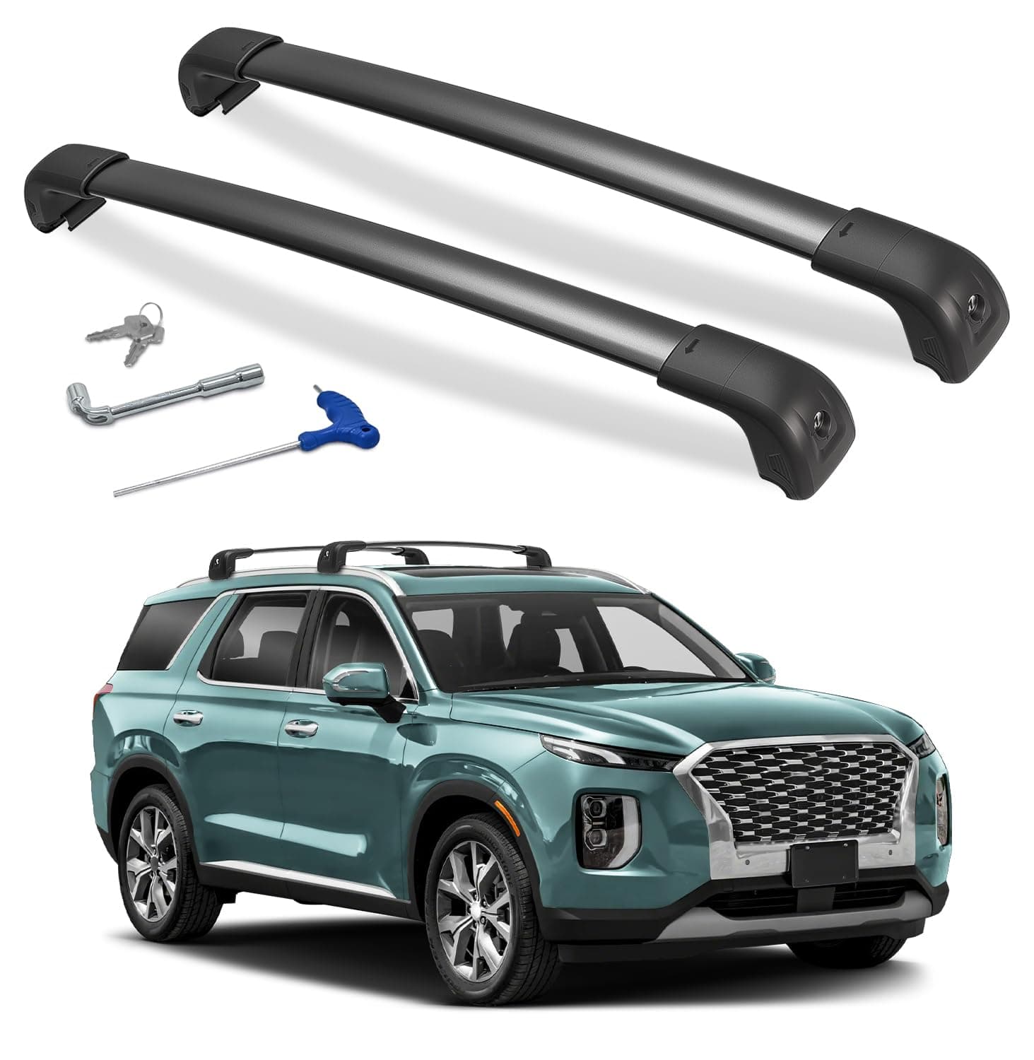 300lbs Roof Rack Cross Bars Compatible with Hyundai Palisade 2019-2025 SE SEL XRT Limited Calligraphy with Lock, Aluminum Cross Bar for Rooftop Cargo Luggage Kayak Canoe Bike Snowboard