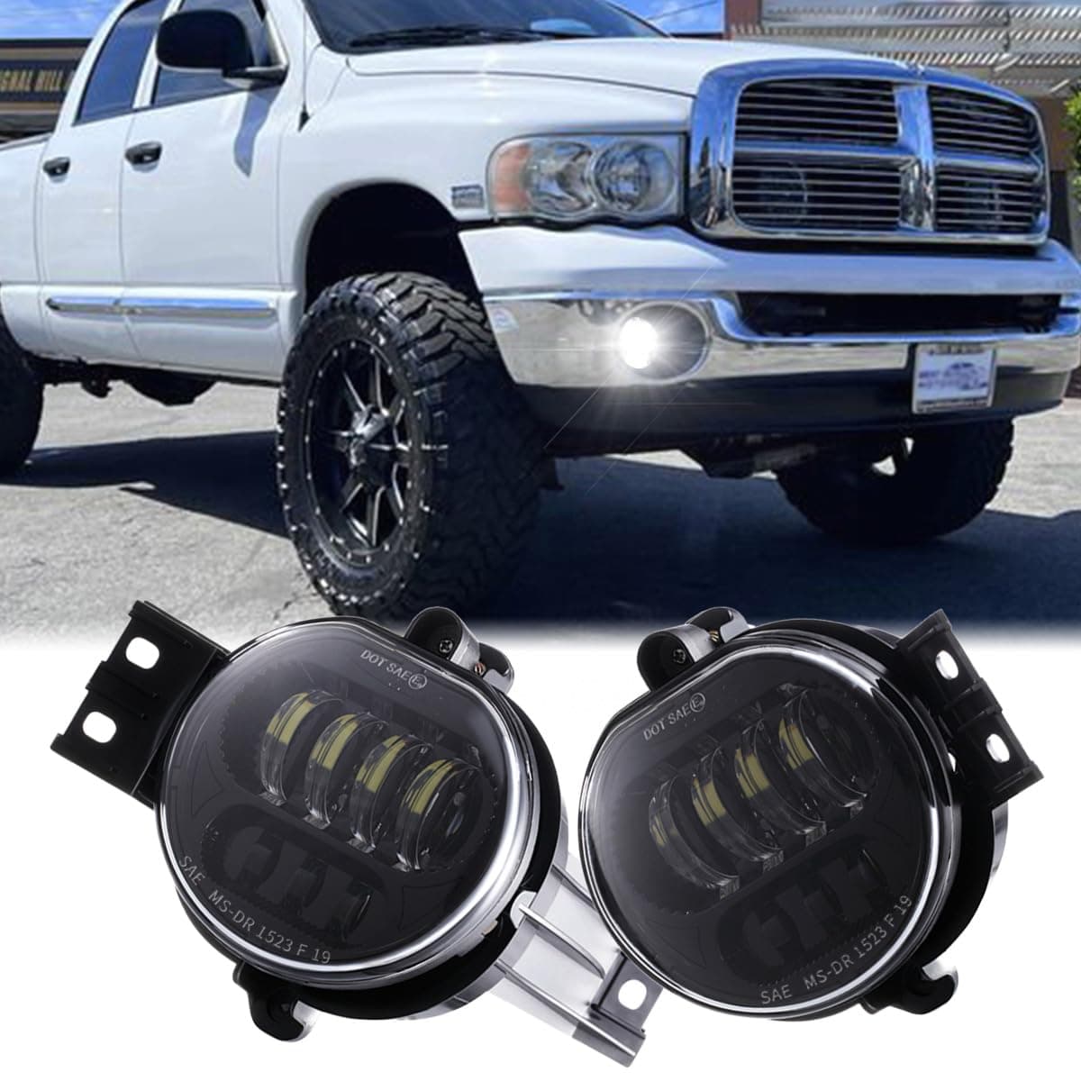 Z-OFFROAD DOT Approved LED Fog Light Assembly Compatible with Dodge Ram 1500 2002 2003 2004 2005 2006 2007 2008 Dodge Ram 2500/3500 2003-2009, 2pcs - Black