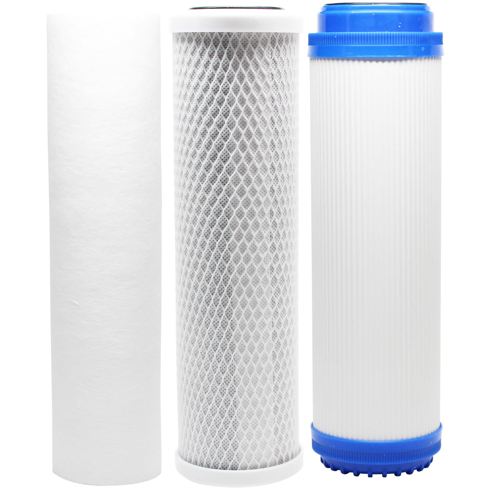 Replacement Filter Kit Compatible with PurePro FS401P-DI RO System - Includes Carbon Block Filter, PP Sediment Filter & GAC Filter - Denali Pure Brand