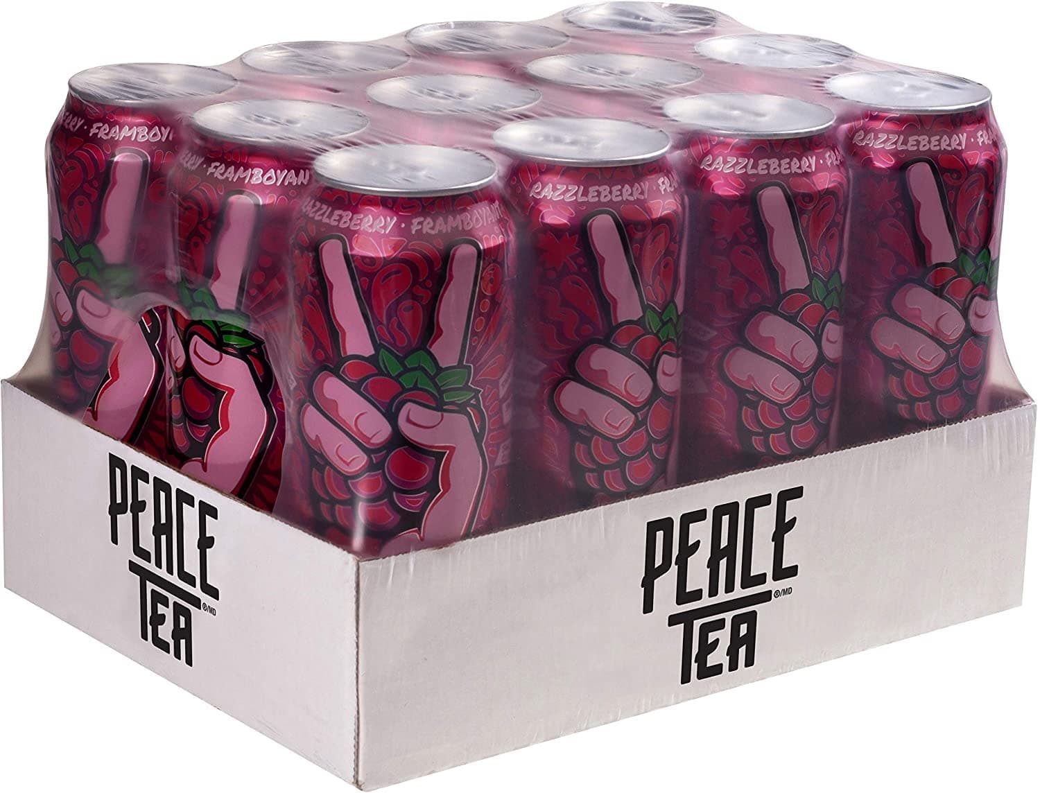 Peace Tea Iced Tea Razzleberry Raspberry Flavor Case of 12 Cans 11.5 oz Each