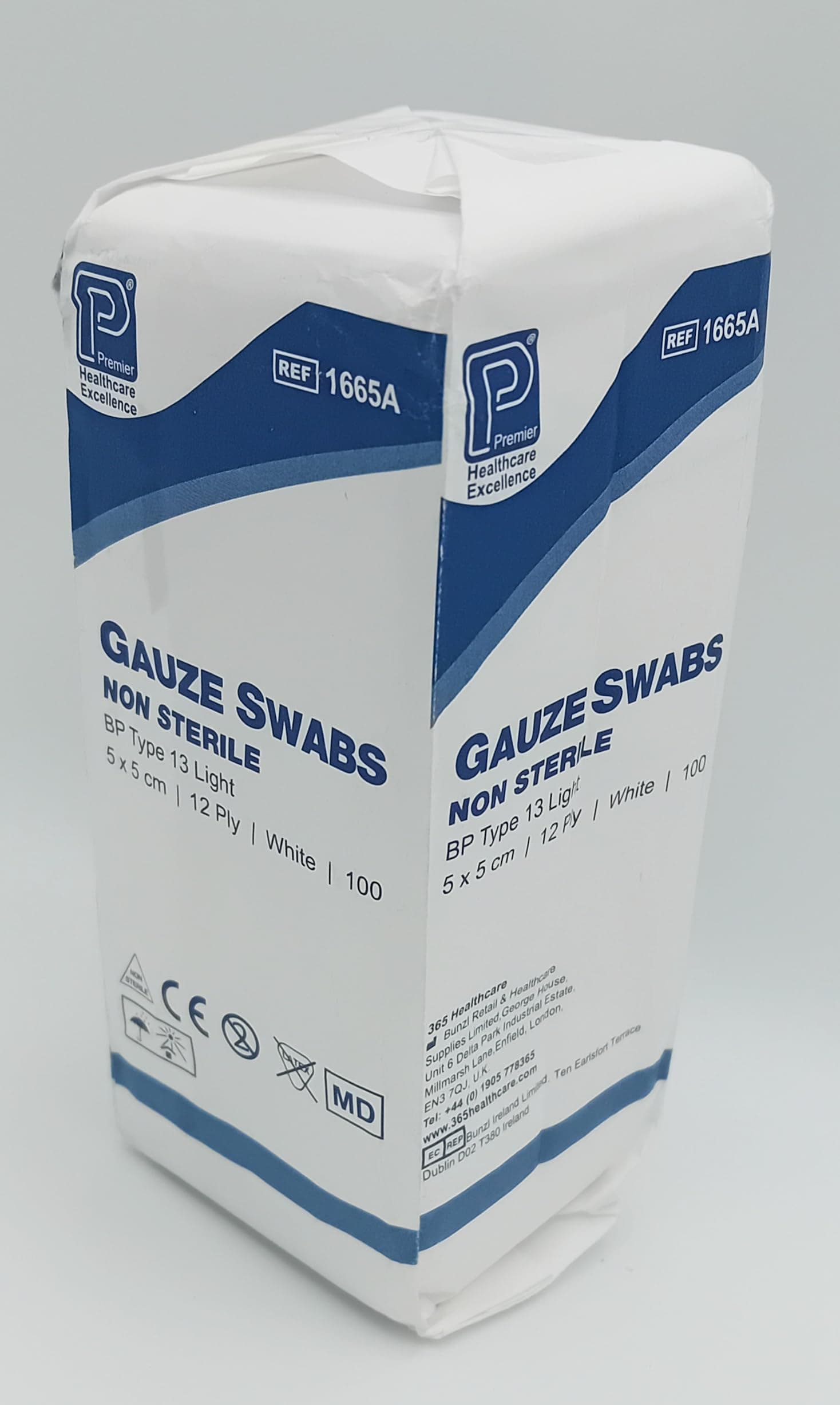 Gauze Swabs Non-Sterile 5x5cm 12 Ply - Pack of 100 | Highly Absorbent Medical Pads | Soft and Reliable