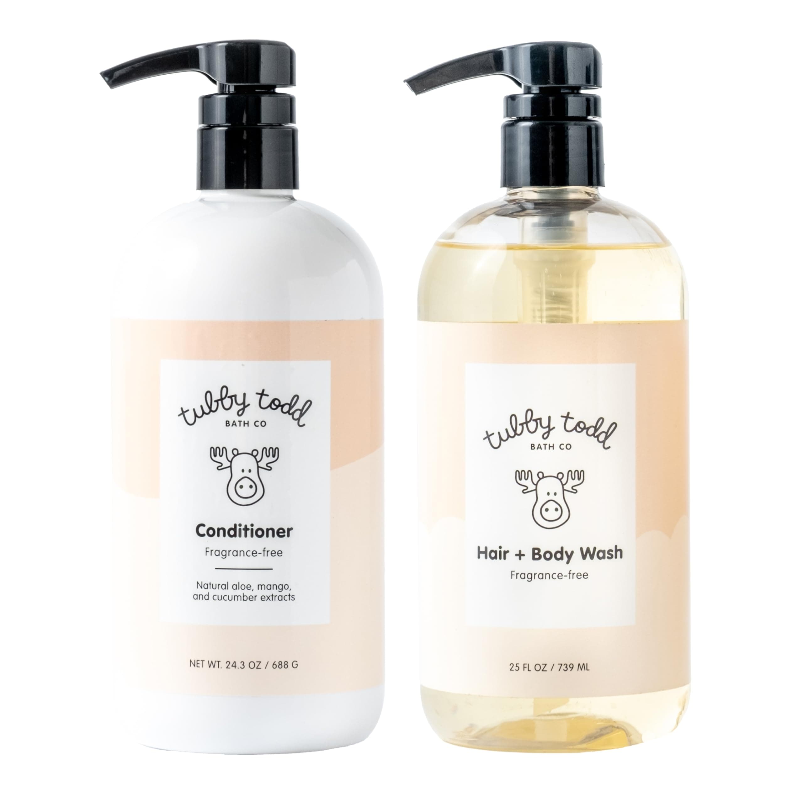 Hair Duo - Baby Shampoo and Conditioner Set - Gentle & Moisturizing Hair Care - Hypoallergenic, Non-Irritating - For Newborns, Toddlers & Kids - 25 Fl Oz & 24.3 Fl Oz - Fragrance-Free