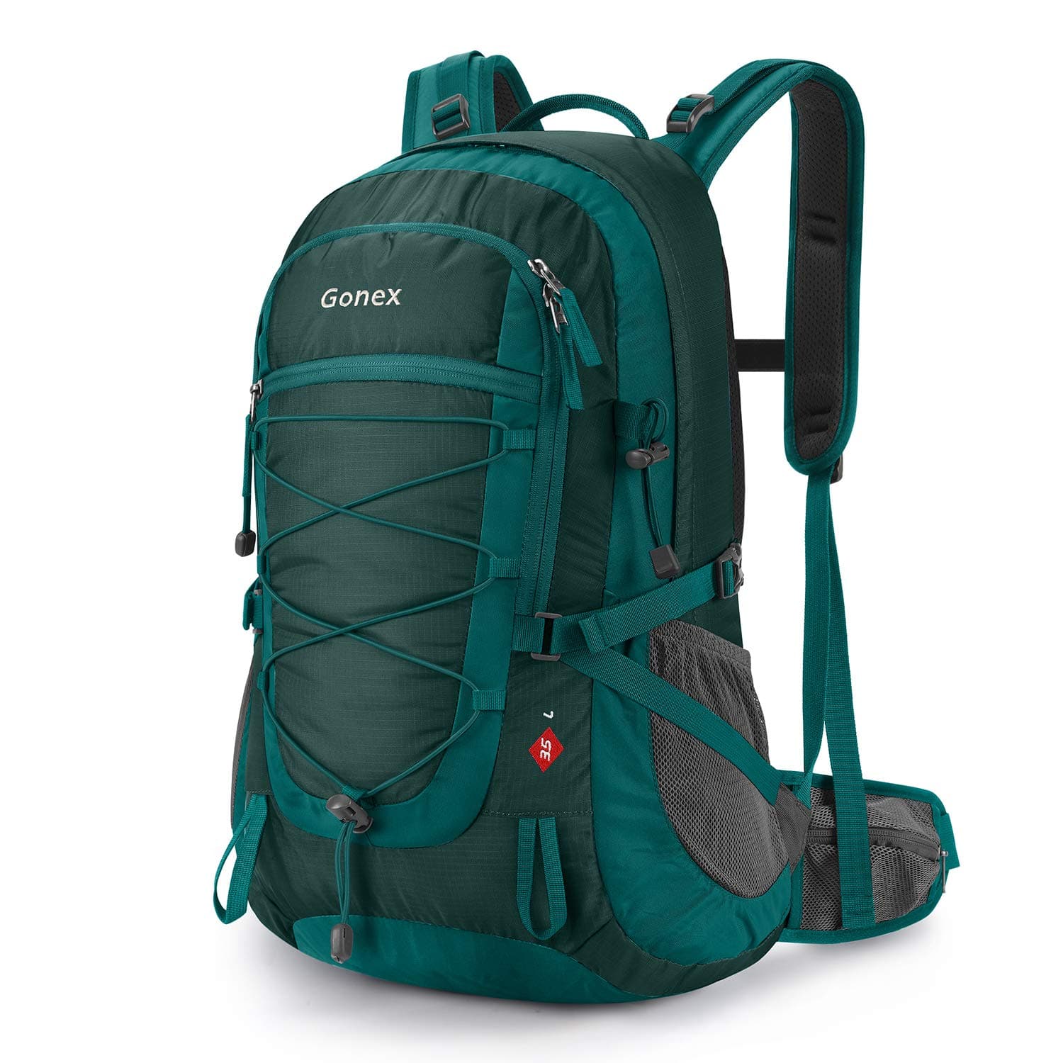 Gonex Updated 35L Hiking Backpack, Camping Outdoor Trekking Daypack, Waterproof and Backpack Cover Included (Green)