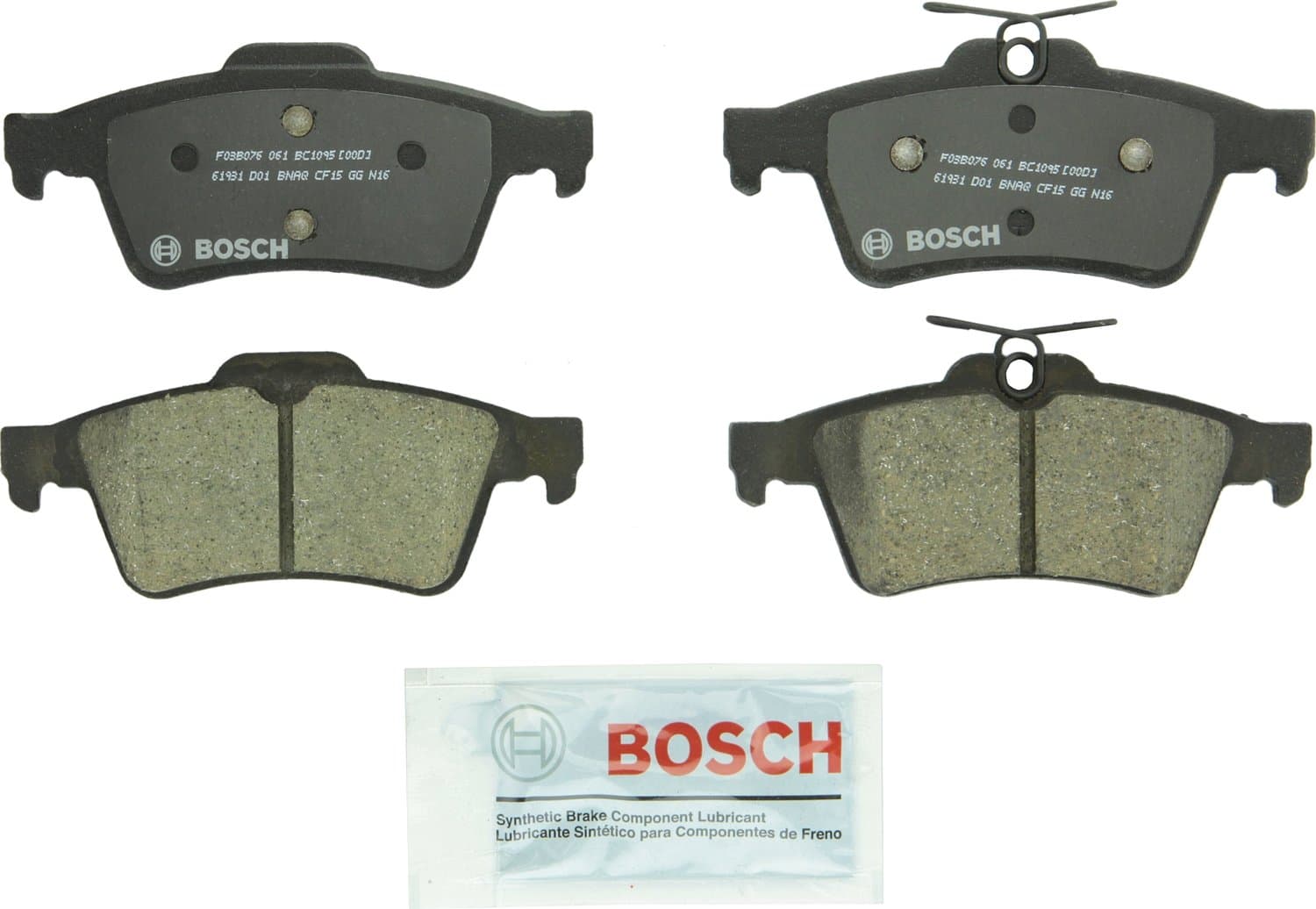 BOSCH BC1095 QuietCast Premium Ceramic Disc Brake Pad Set - Compatible With Select Chevrolet Cobalt; Ford C-Max, Escape, Focus, Transit Connect; Jaguar; Mazda; Pontiac; Saab; Saturn; Volvo; REAR