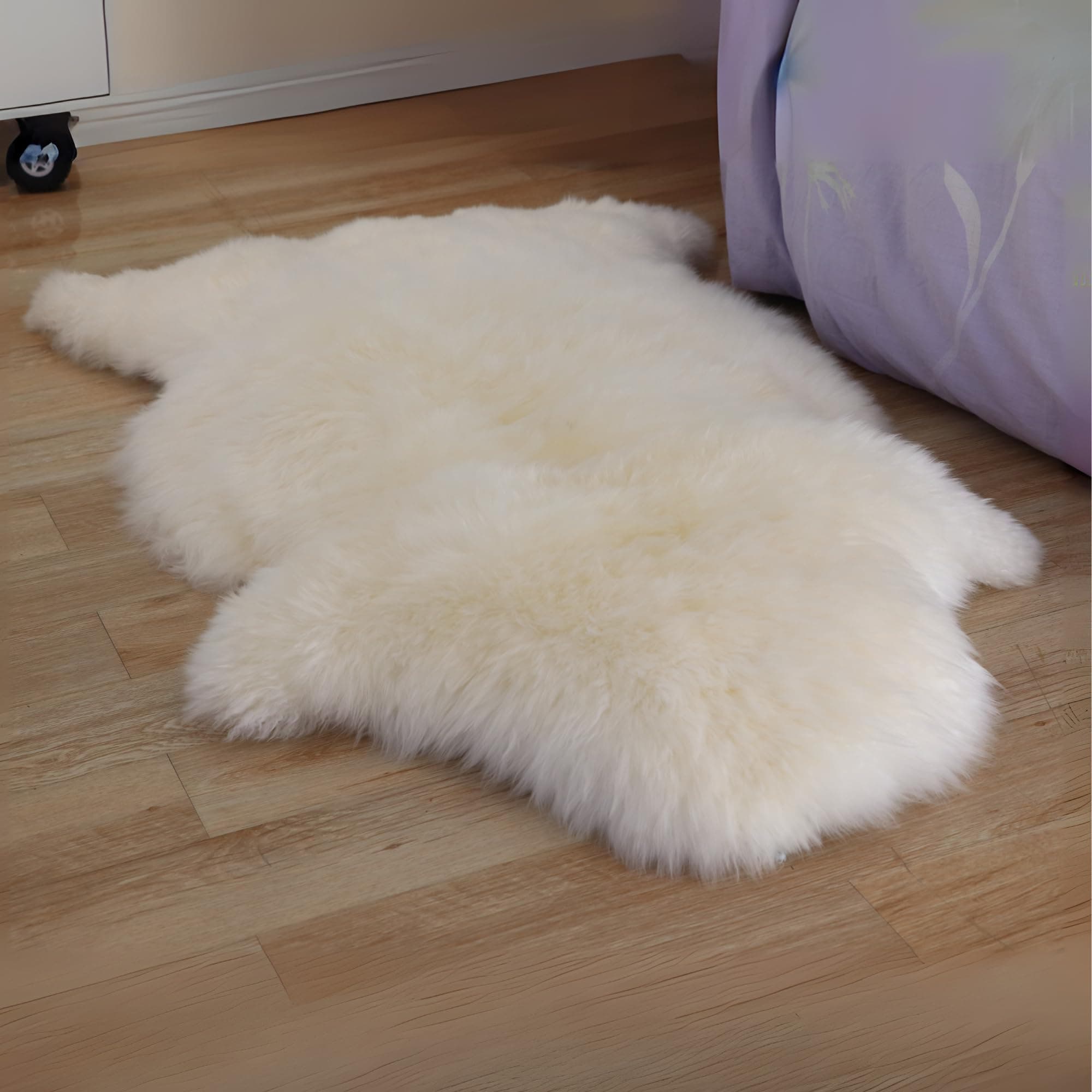 - Woolous Sheepskin Rug, New Zealand Large Genuine Natural Lambskin Fur Fluffy Area Real Sheep Skin Throw Rug for Bedroom and Living Room, (Single Pelt 2x3ft,Ivory)