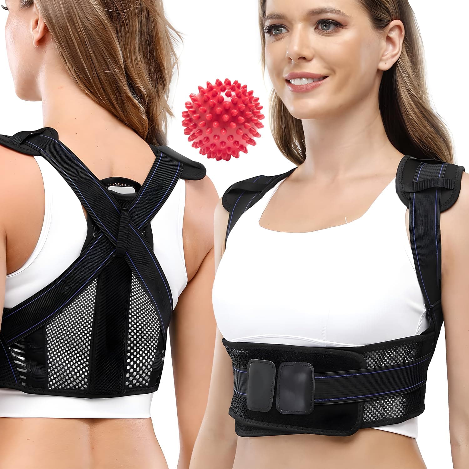 ILDOTove Back Posture Corrector, Comfortable Hunchback for Men & Women, Fully Adjustable & Breathable Straightener for Mid, Upper Spine Support– Neck Shoulder Clavicle Back Pain Relief