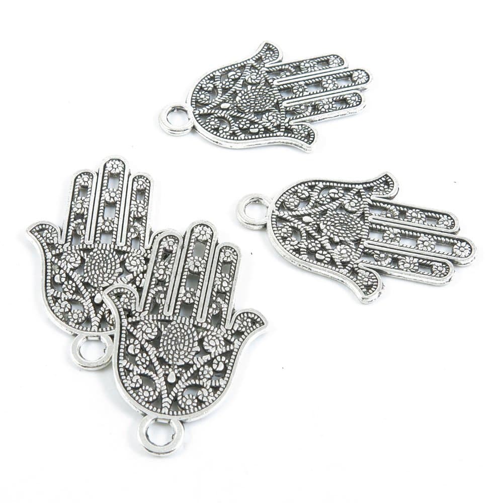 130 Pieces Silver Tone Jewelry Making Charms Supply ZY3638 Hamesh Hamsa Hand of Fatima