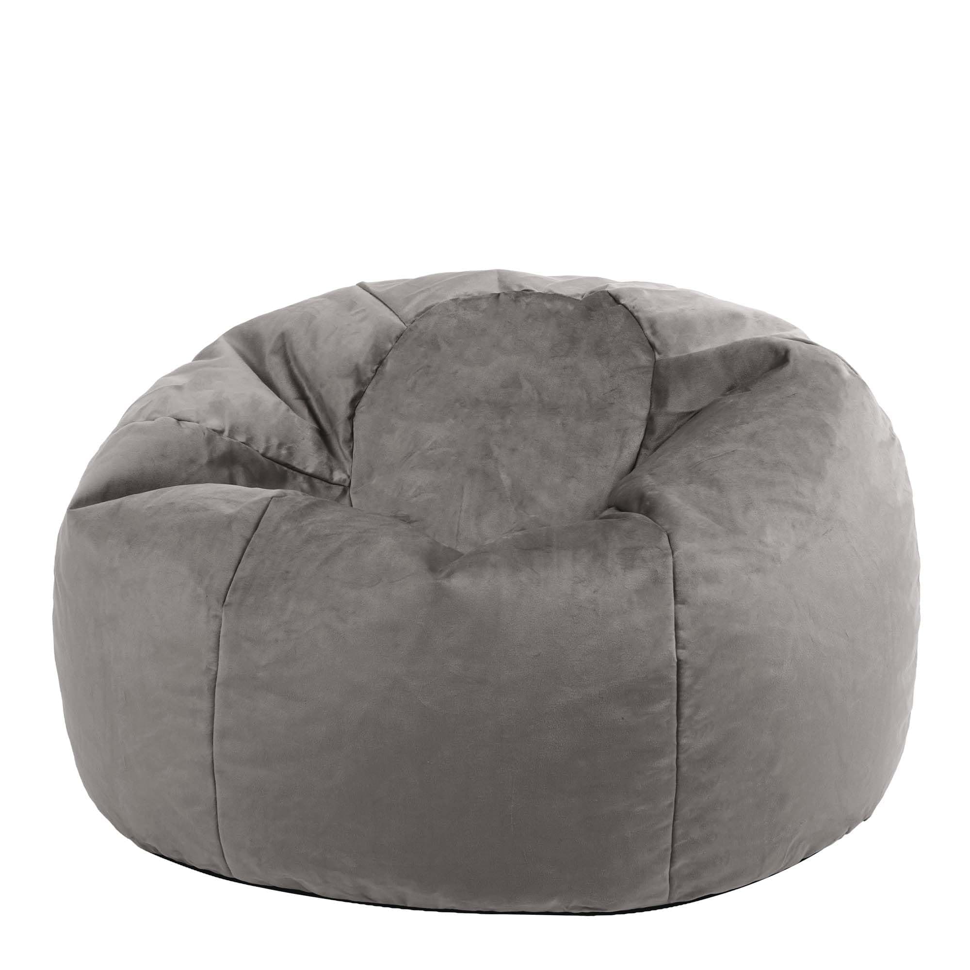 icon Kingston Velvet Bean Bag, Charcoal Grey, Large Adult Bean Bag Chair with Filling Included, Accent Chair, Living Room, Living Room Furniture, Bedroom Furniture