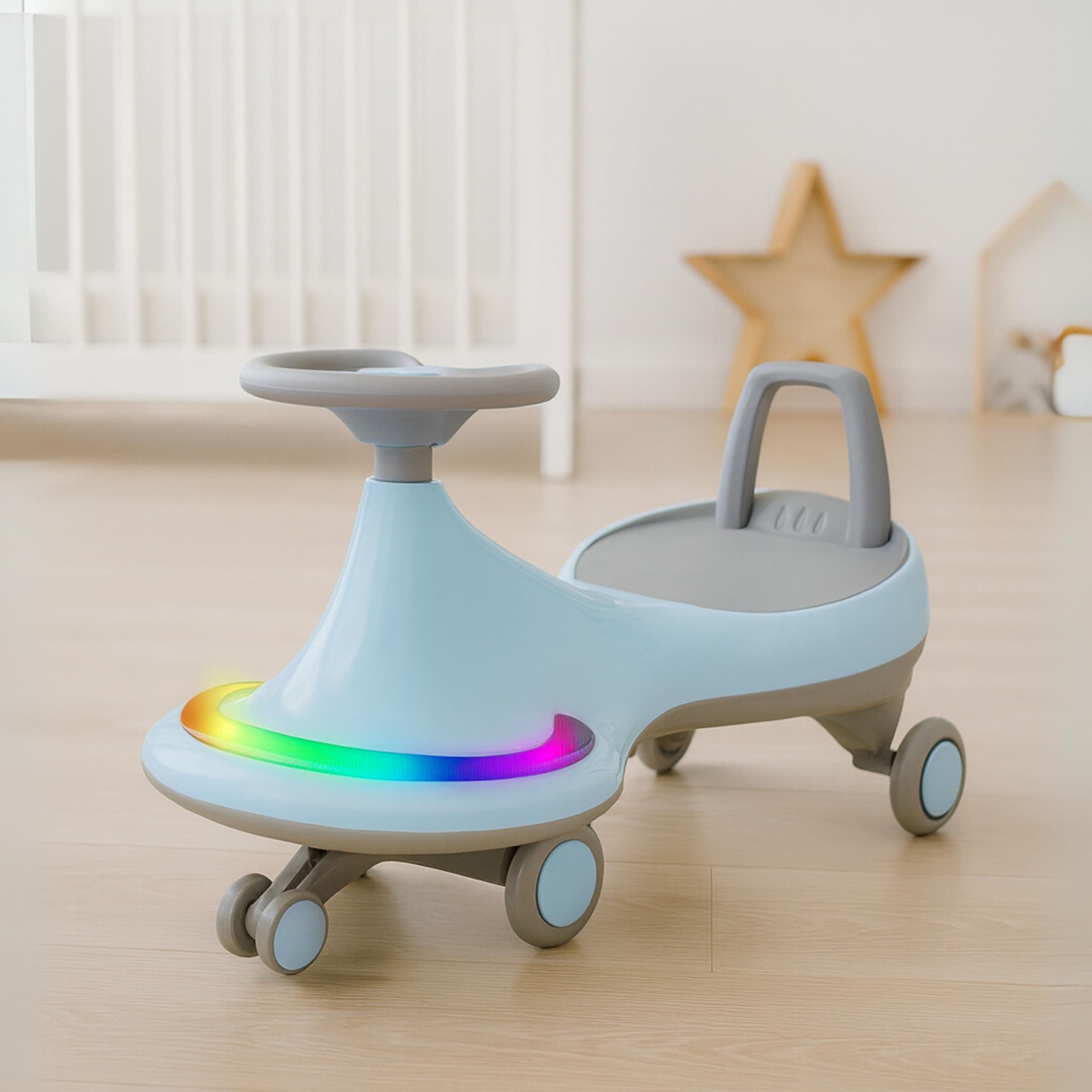 Luusa® Magic Car/Swing Car/Wiggle Car for Baby | LED Lights and Musical Rhymes | Weight Capacity Upto 50-KGS | for Age Group 12+ Months Kids with Scratch Free Wheels Proudly Made in India