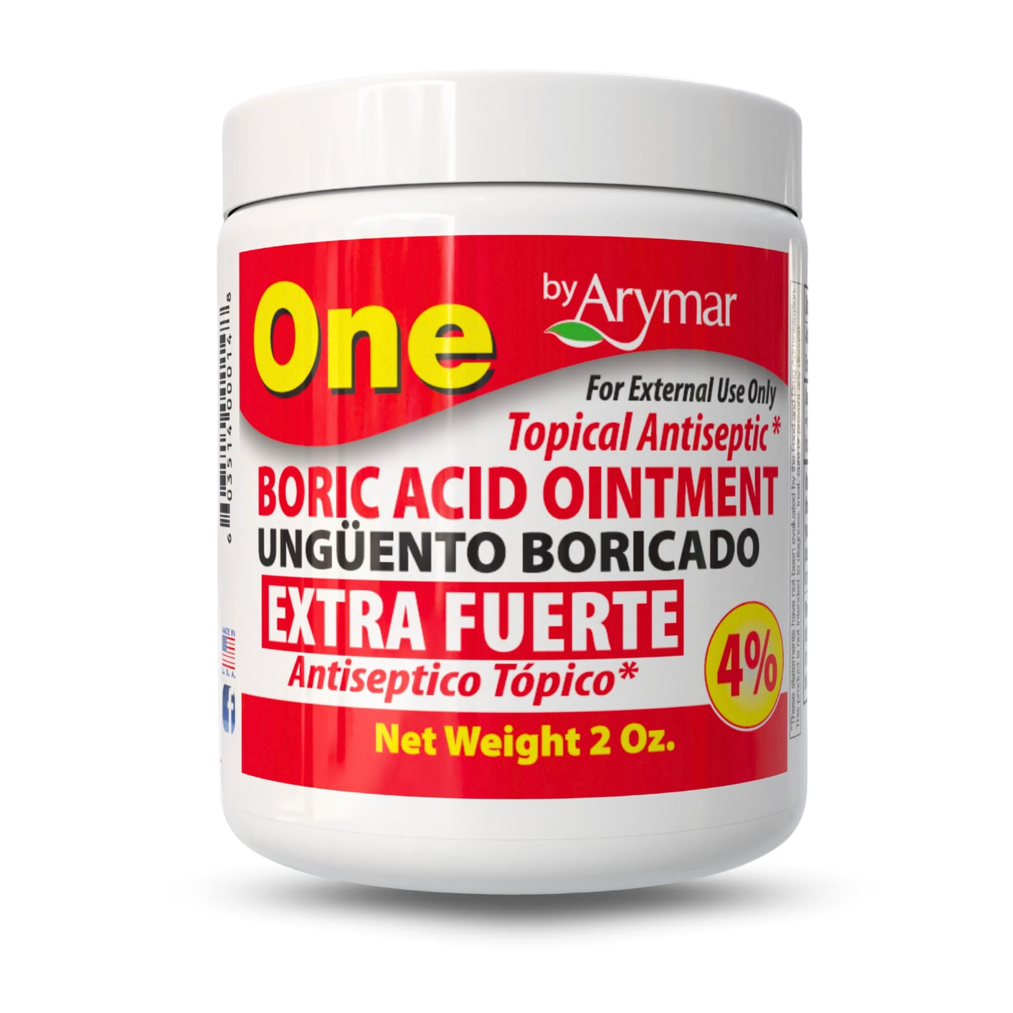 Arymar Boric Ointment 2 oz. Boric Acid Topical Cream for Daily Skin Care & Moisture‑Control